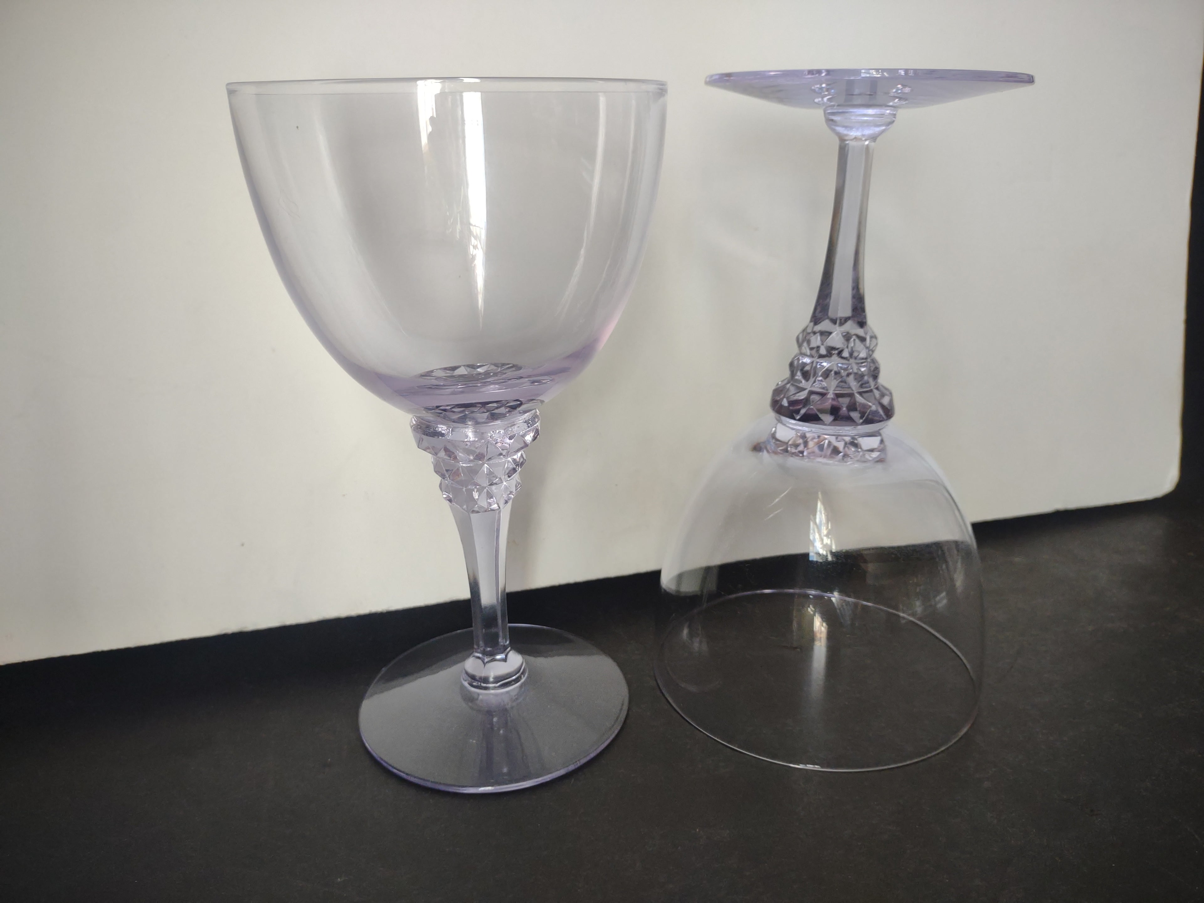 Set of 2 Tiffin Franciscan Twilight Blue Purple Violet 6-1/2" Goblets (lot 2719)