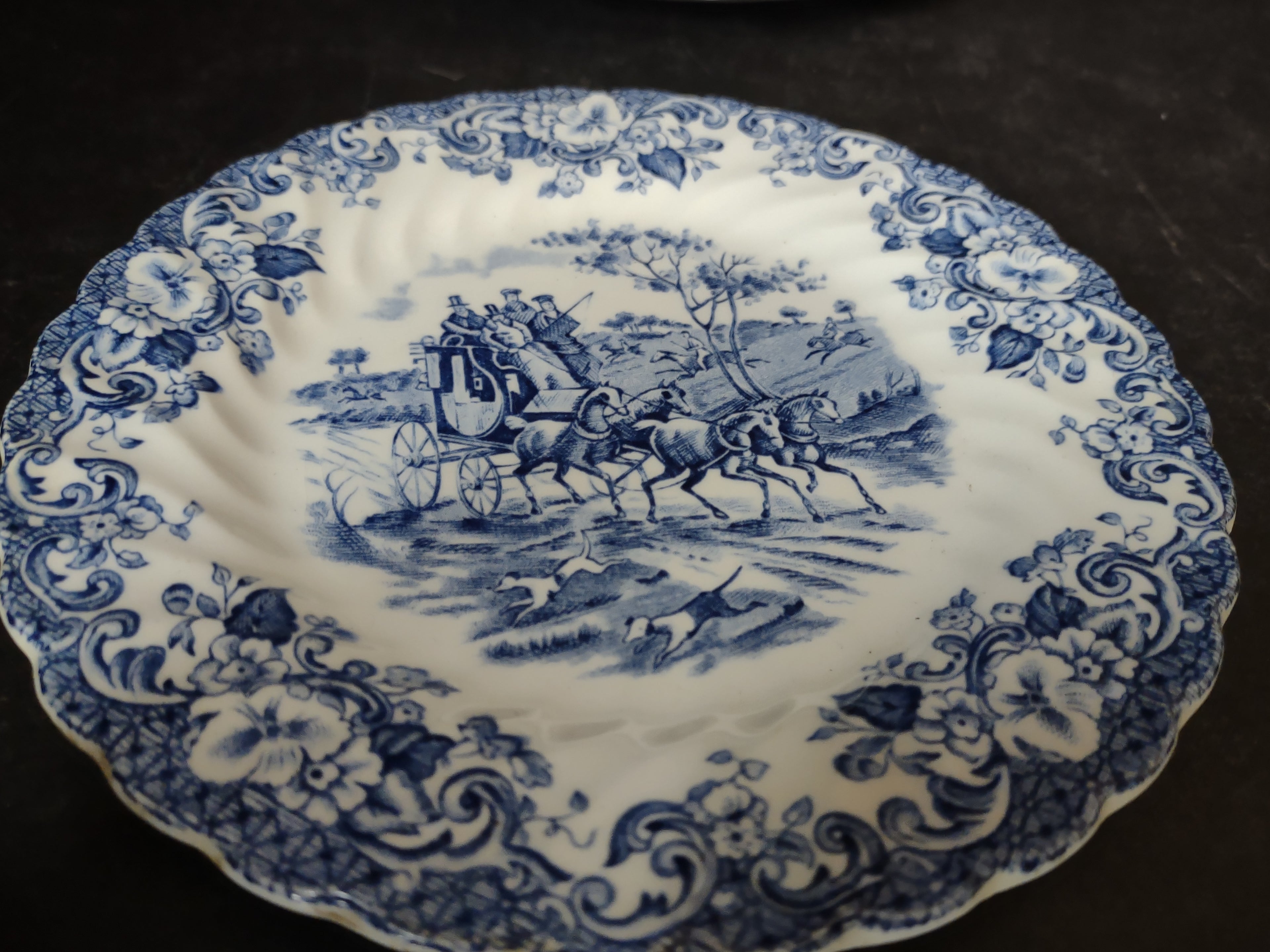 Vintage Ironstone Coaching Scenes Johnson Bros Bread Plate x 6 (lot 5564)