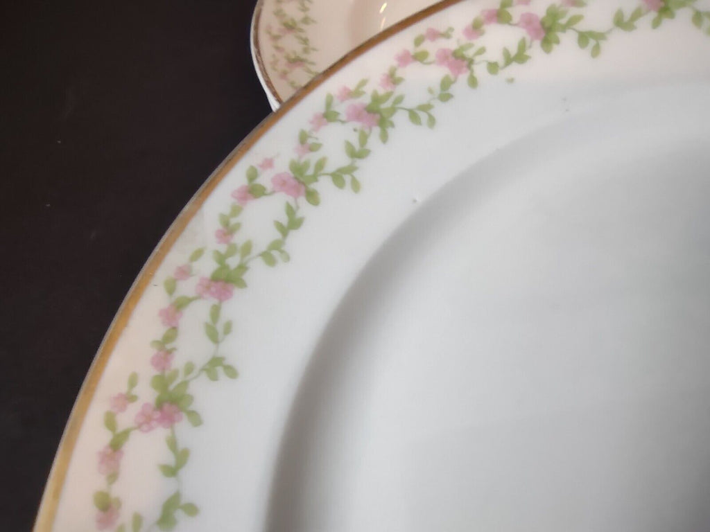 GDA Limoges France 4 x Salad Plate Gold Trim Pink Rose Garland (lot 553)