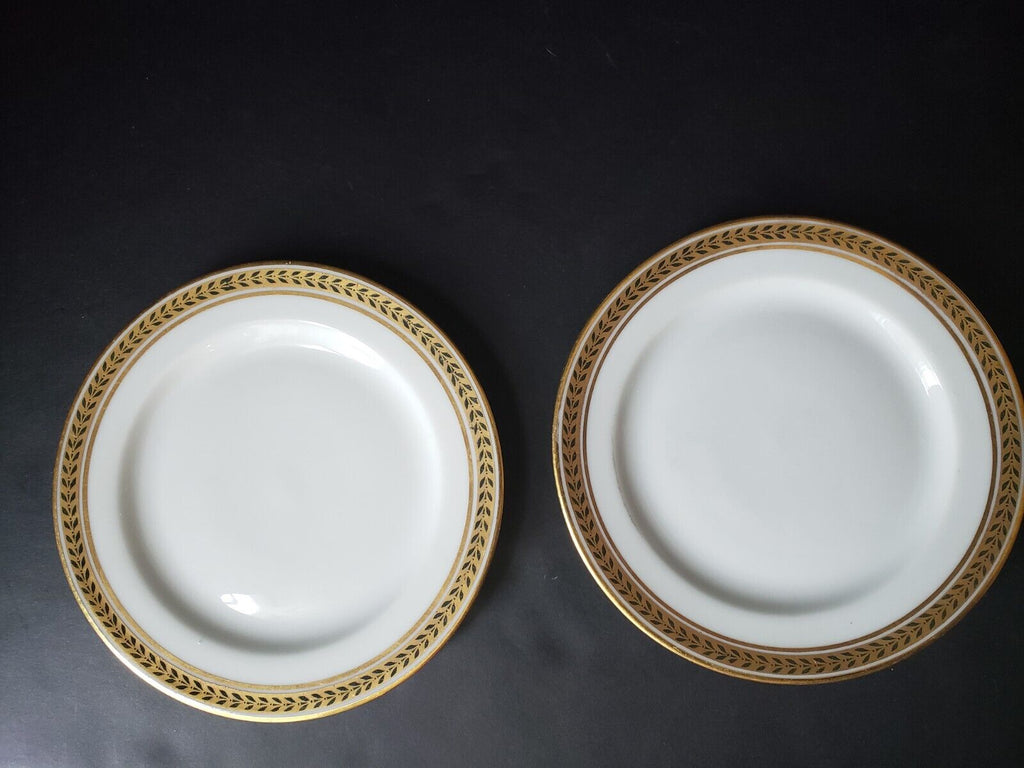 JP Limoges France Gold Trim Green Laurel 2 x Bread/Butter Plate (lot 601)
