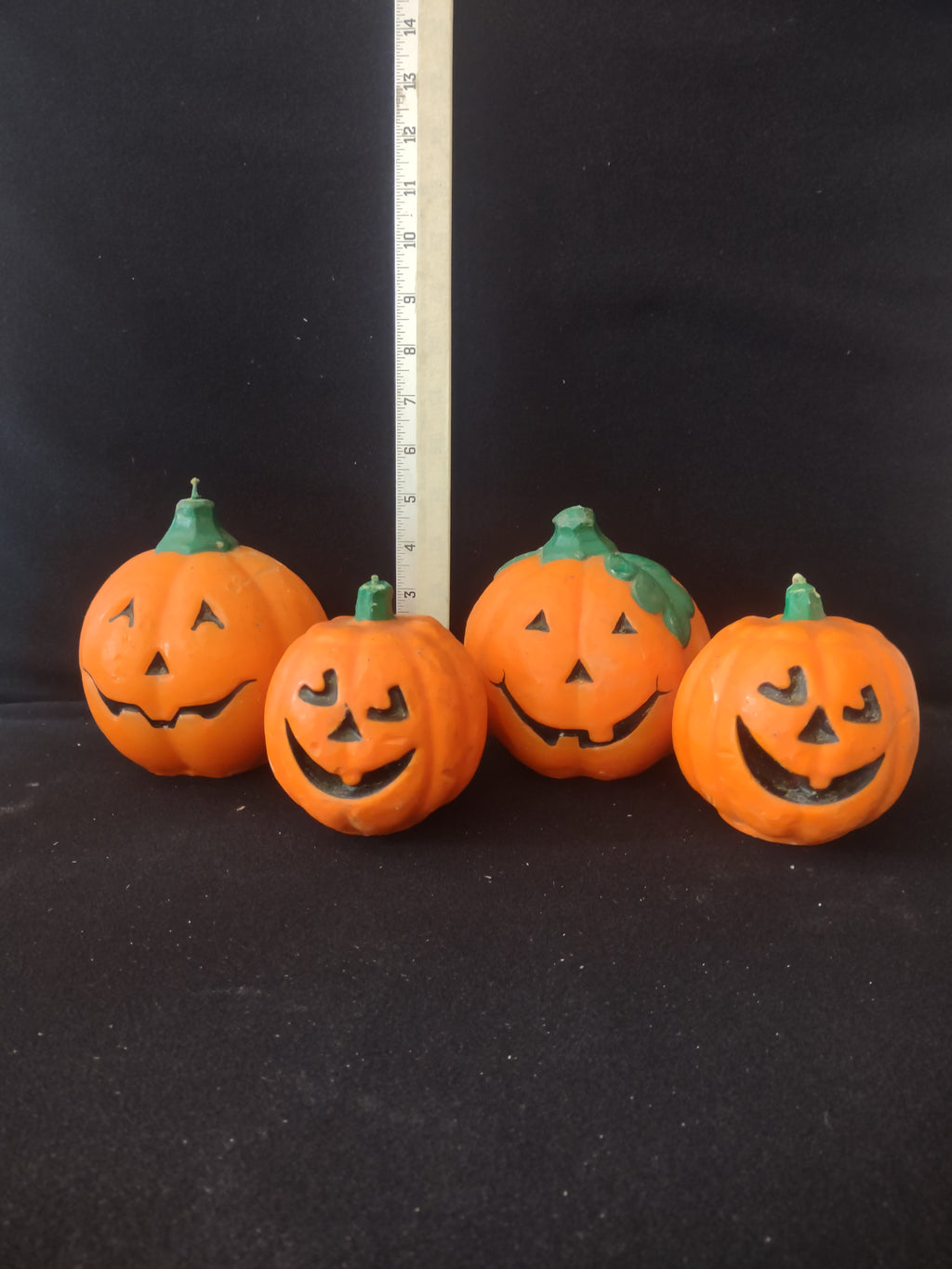 Vintage Halloween Jack O Lantern Wax Candles Set Of Four (Lot 3387)