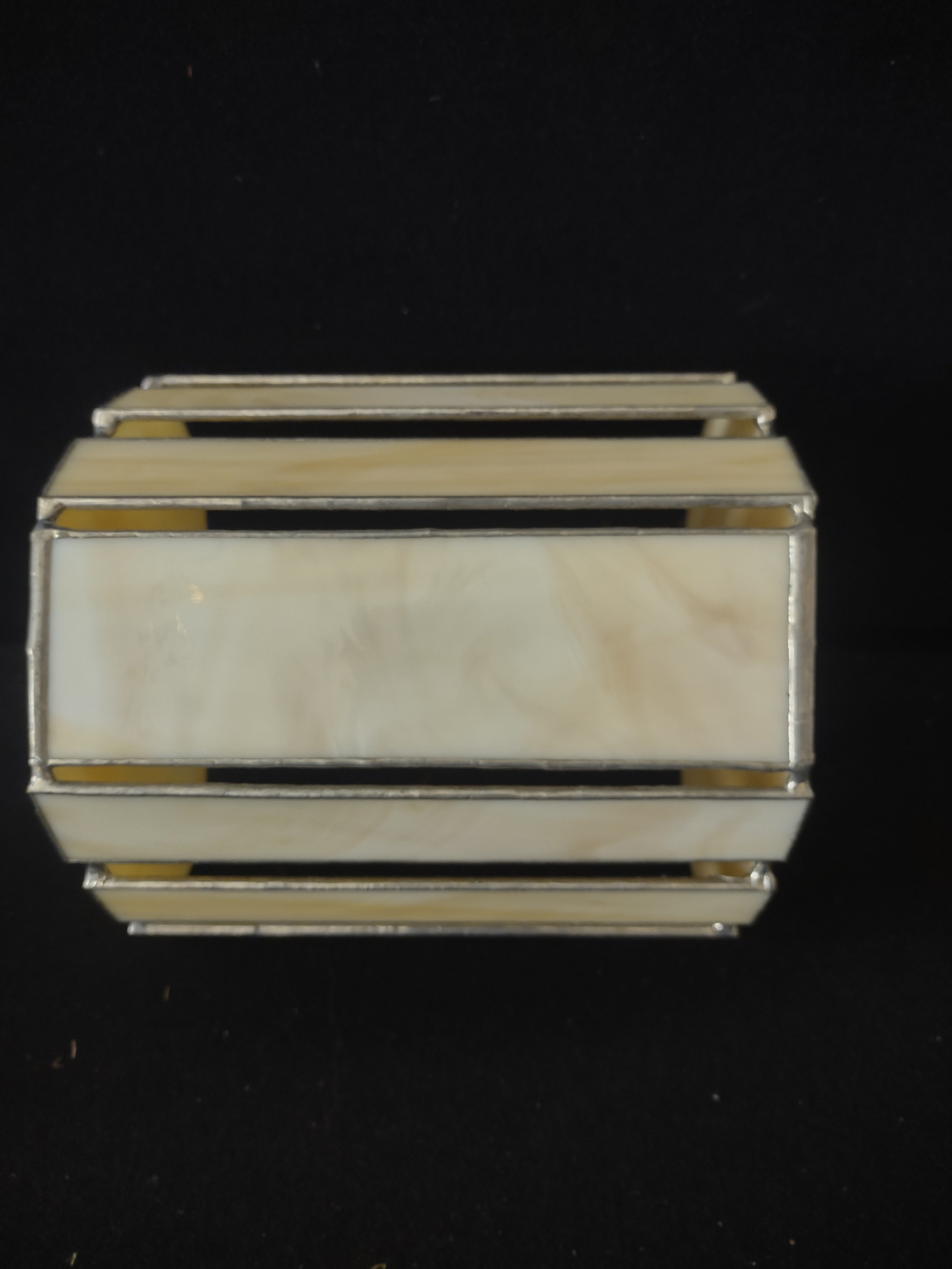 Vintage Leaded Stain Glass Heart Basket (Lot 3559)