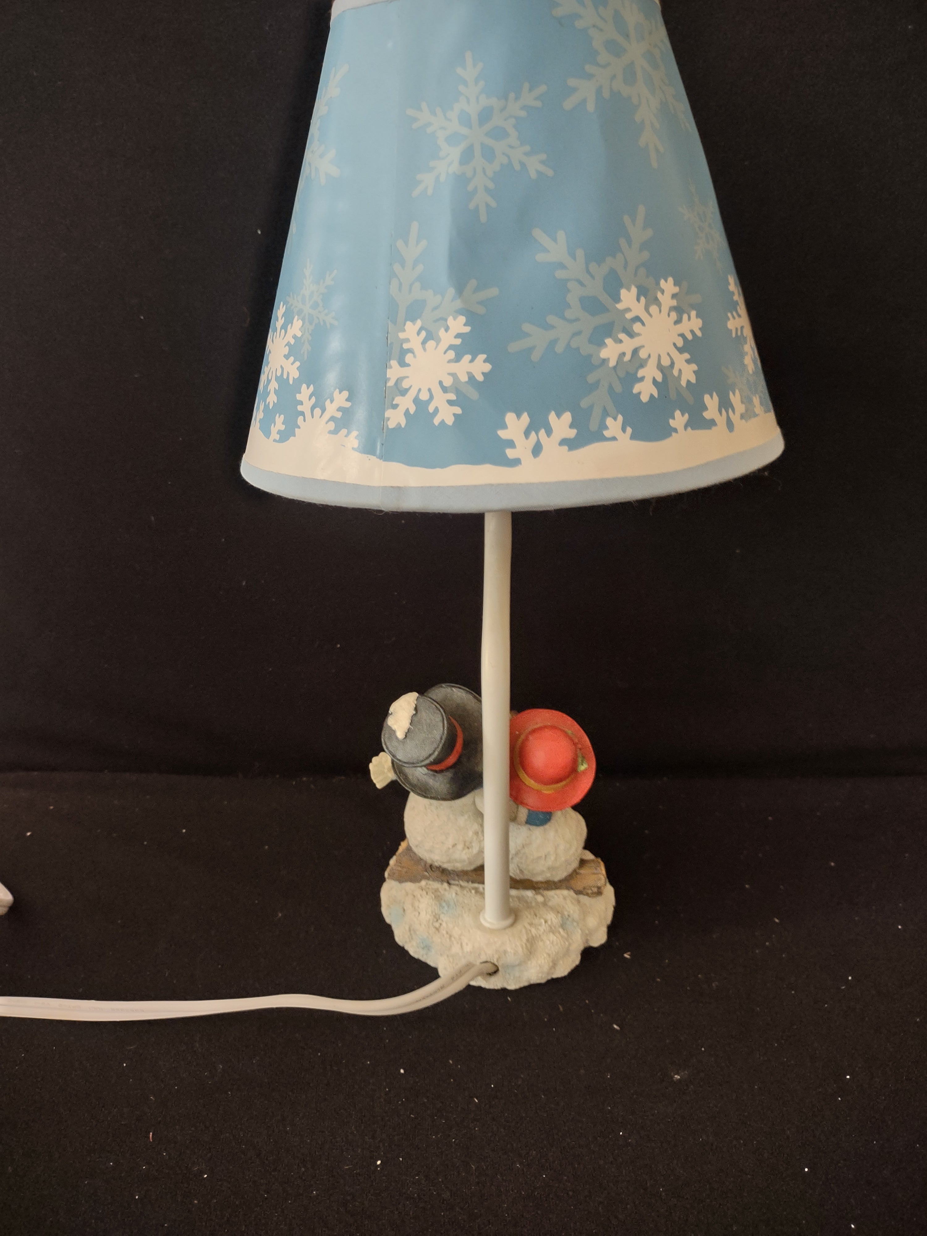Vintage Christmas Winter Snowman Marshmallows Lamp Snowflake Shade (Lot 3735)