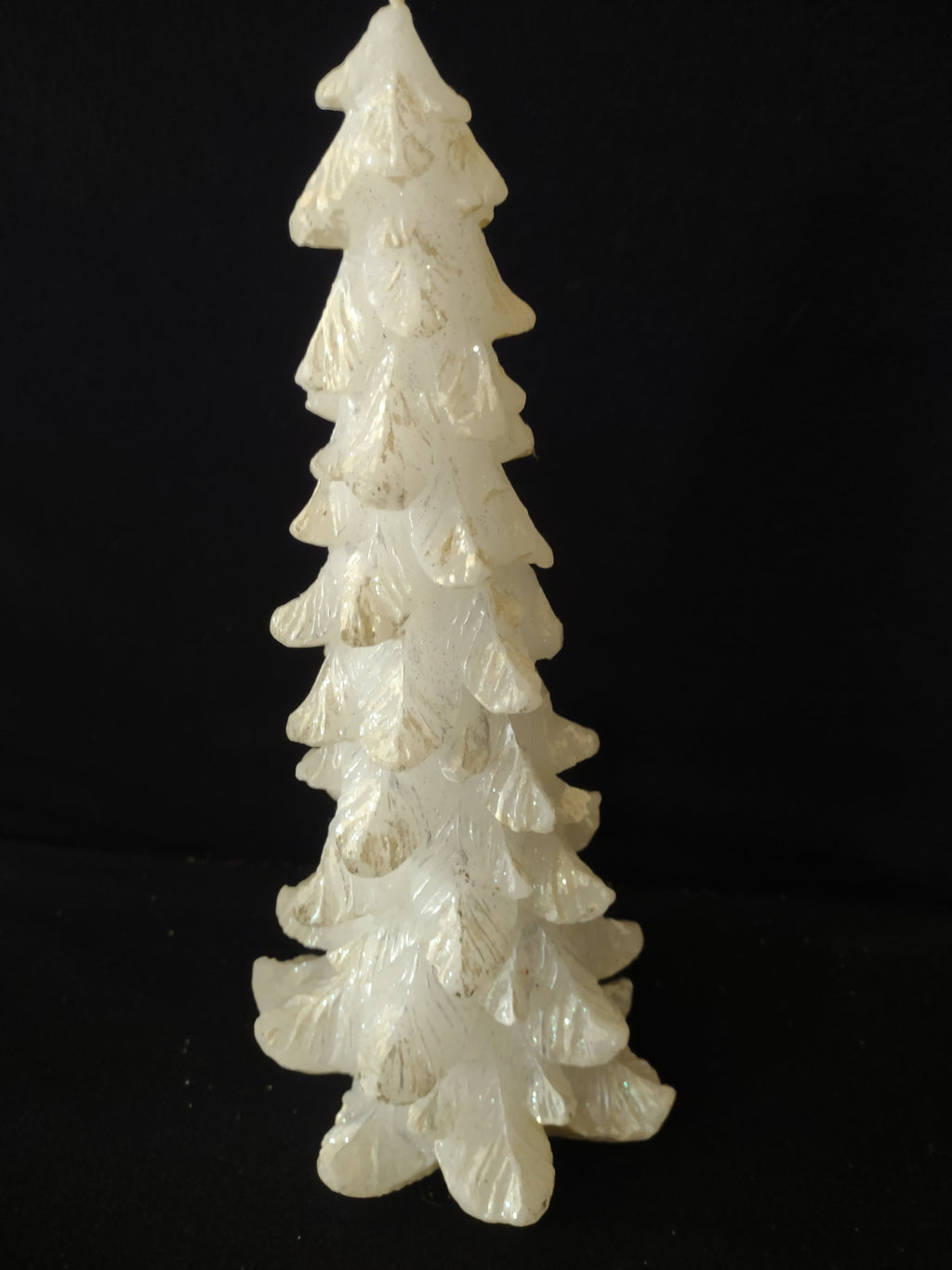 Vintage Christmas Winter White Sparkles 12" Tree Candle (Lot 3935)