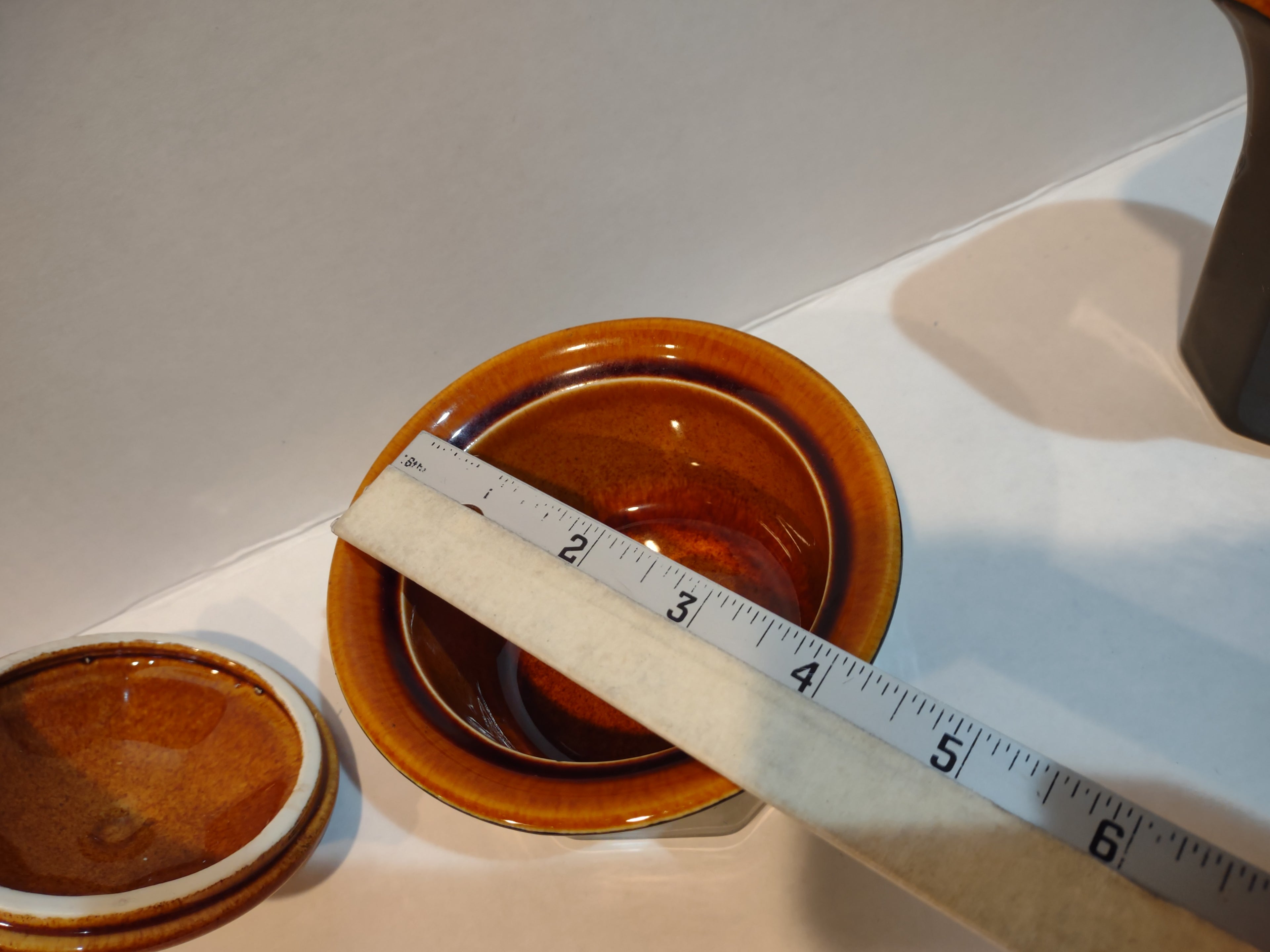 Vintage MCM Ironstone Amber Octagon Sugar Bowl Creamer Rustic USA (lot 5010)