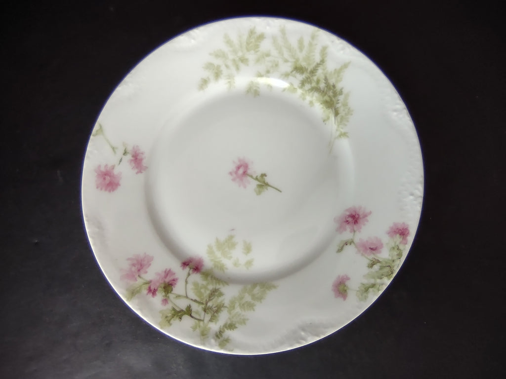 Haviland France Limoges Dessert/Salad Plate Pink Flower Fern (lot 975)