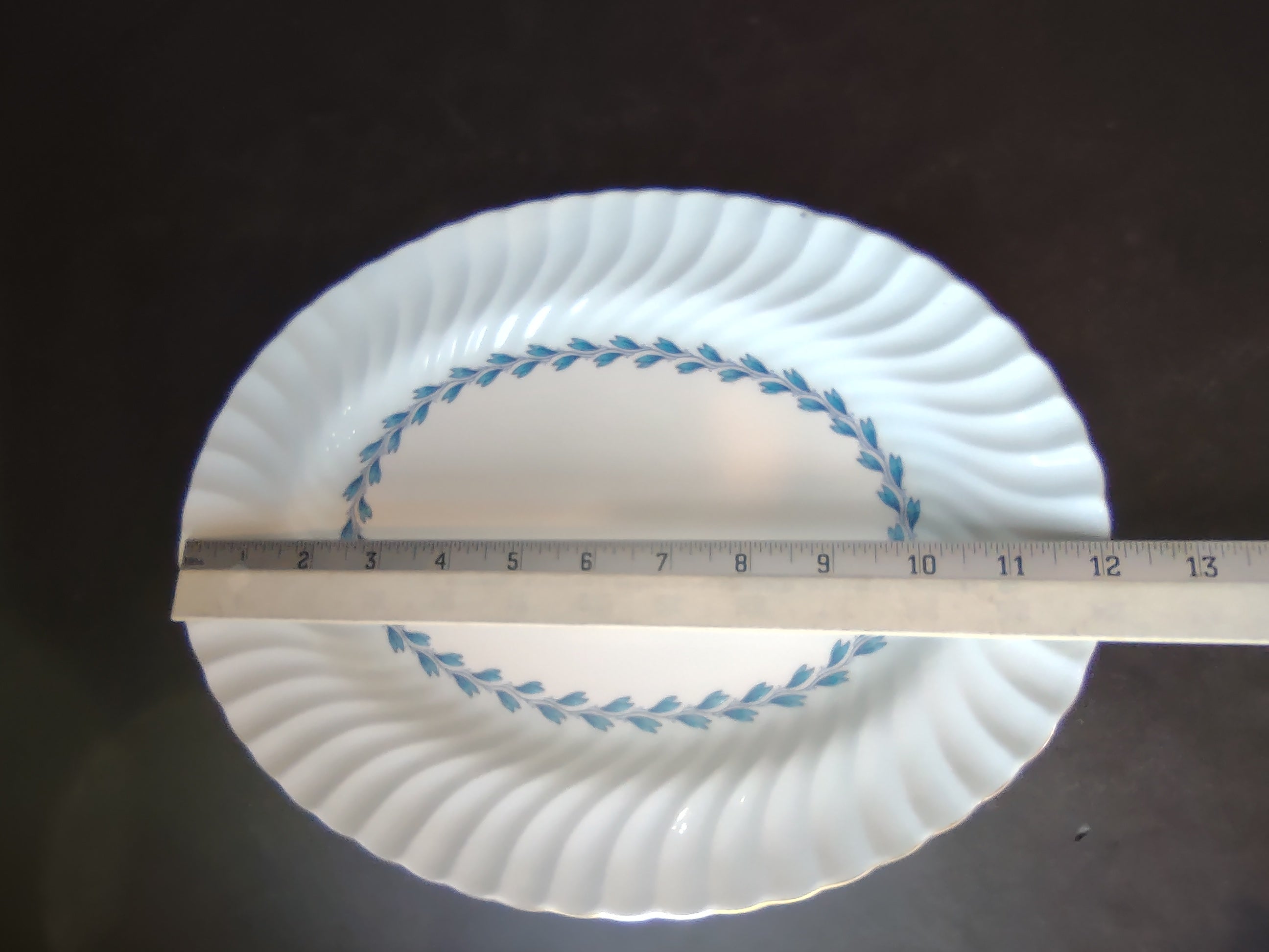 Set of 2 Minton English Bone China Blue Cheviot Platter 12" x 9-1/2" (lot 2613)