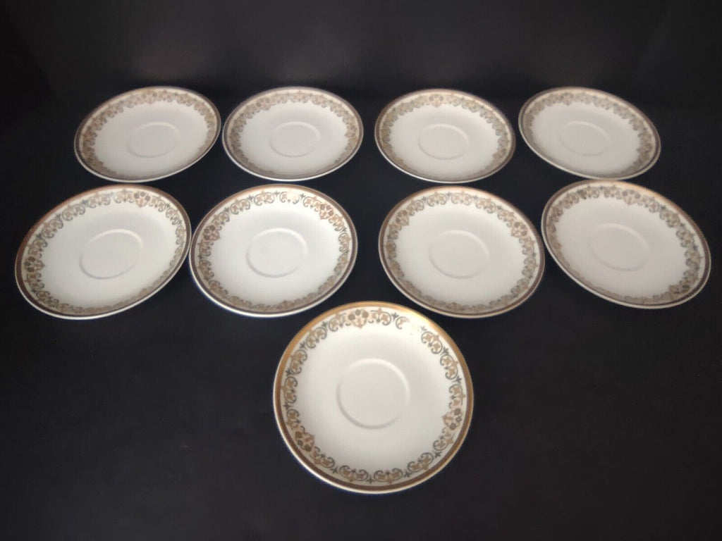 Haviland Limoges 7 x Saucer 5-1/2" Four Leaf Flower Green Red (lot 529)
