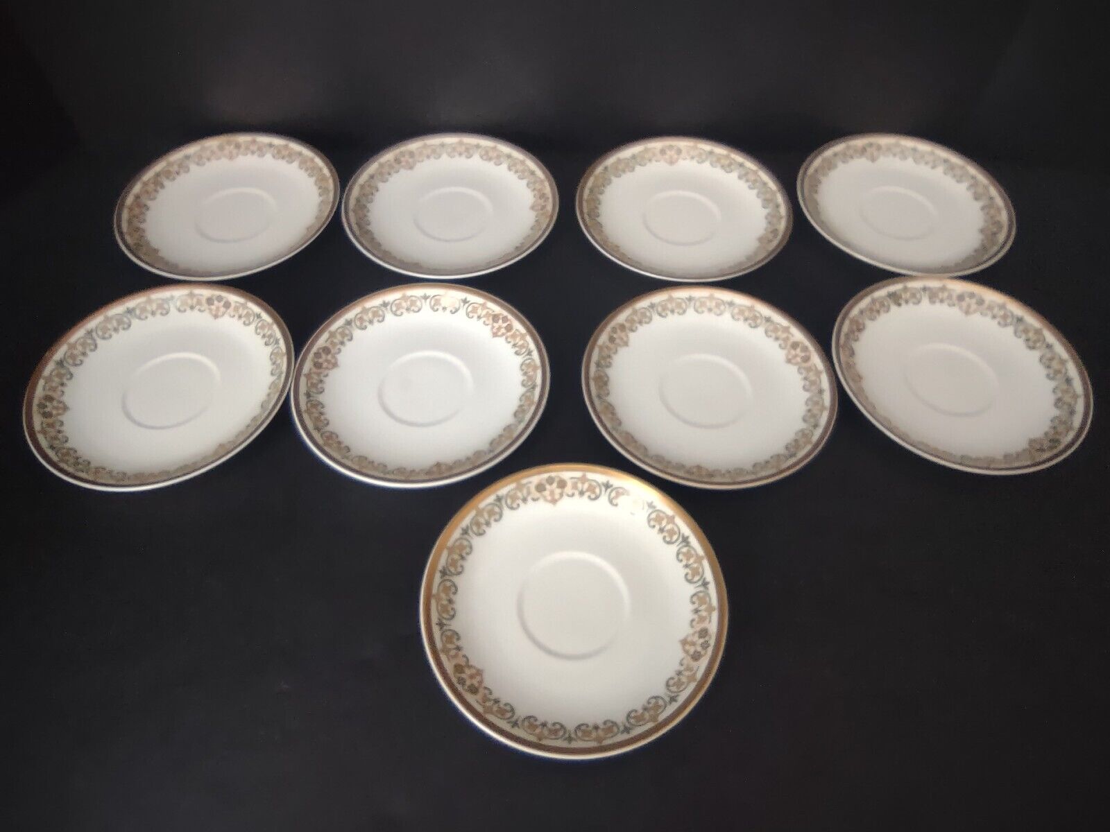 Haviland Limoges 7 x Saucer 5-1/2" Four Leaf Flower Green Red (lot 529)
