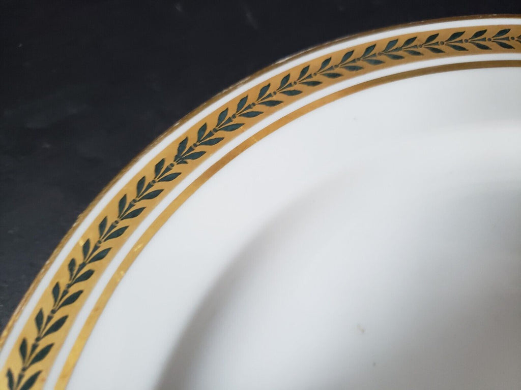 JP Limoges France Gold Trim Green Laurel Dessert Plate 7-1/2" (lot 599)
