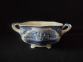 Vintage Blue White English Castle Ironstone IMPERFECT Sugar Bowl (lot 5821)