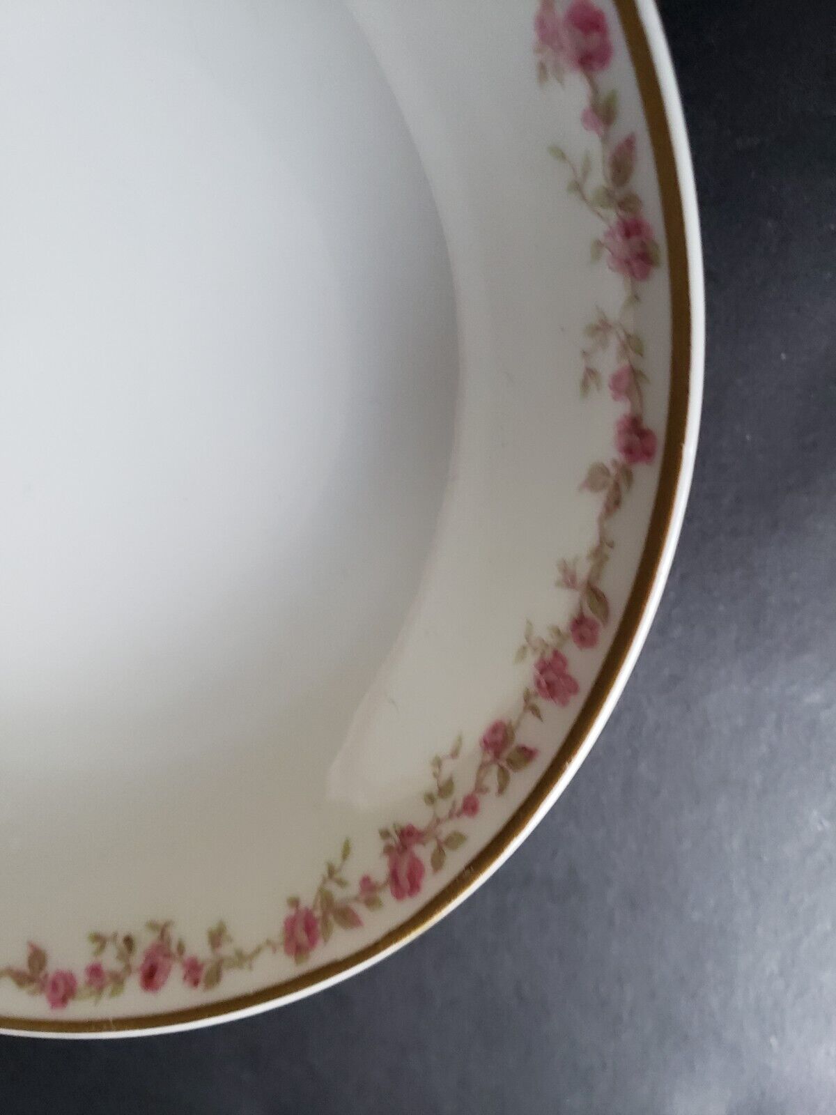 Haviland Limoges France 5-1/2" Bowl Gold Trim Pink Rose Garland (lot 570)