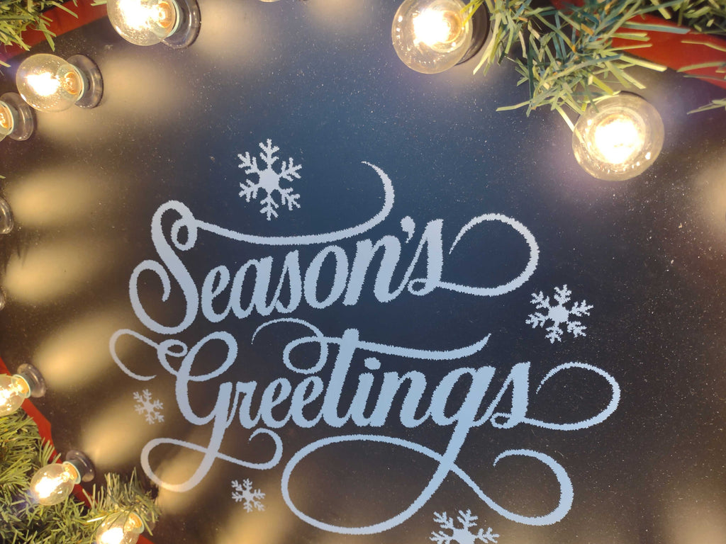 Vintage Christmas Season's Greetings Lighted Sign 24x20 Gemmy (lot 3326)