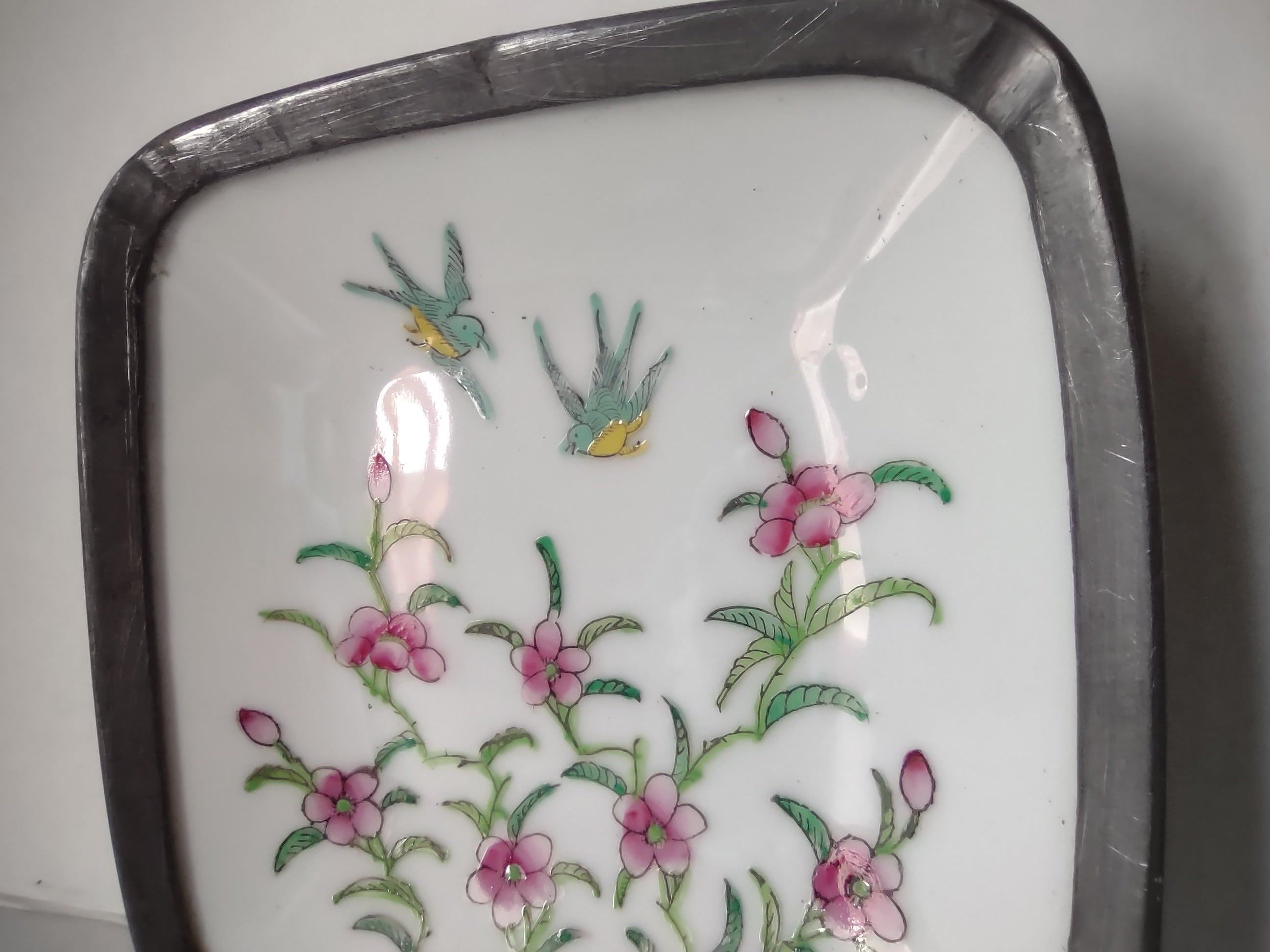Vintage Japanese Porcelain Ware Hong Kong Bowl Ashtray Birds Flowers (lot 5333)