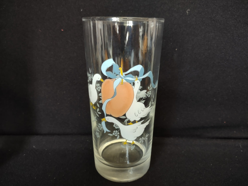 Set of 2 Water Juice Glass Marmalade Apple Geese Duck 6"(lot 2797c)