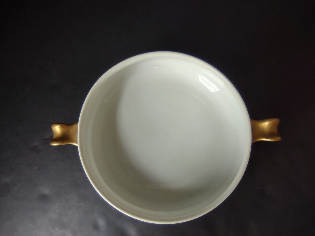 Haviland Limoges Gold & Black Trim White Round Tureen Bowl NO LID (lot 672)