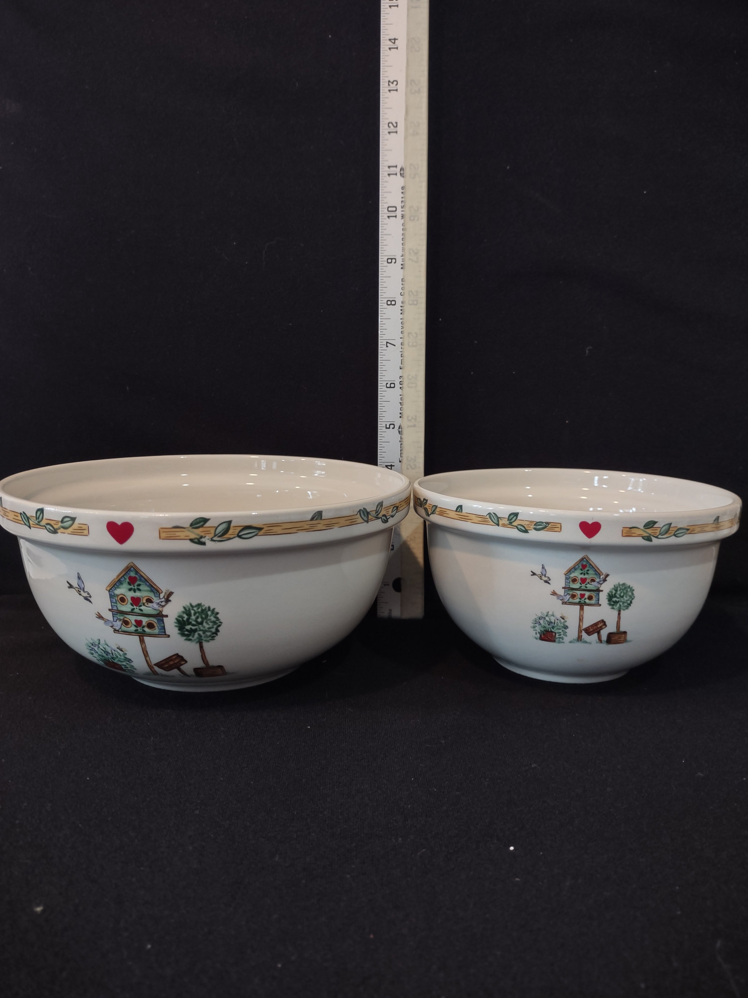 Vintage Thomson Pottery Birdhouse Mixing Bowls X 2 (Lot 2915)