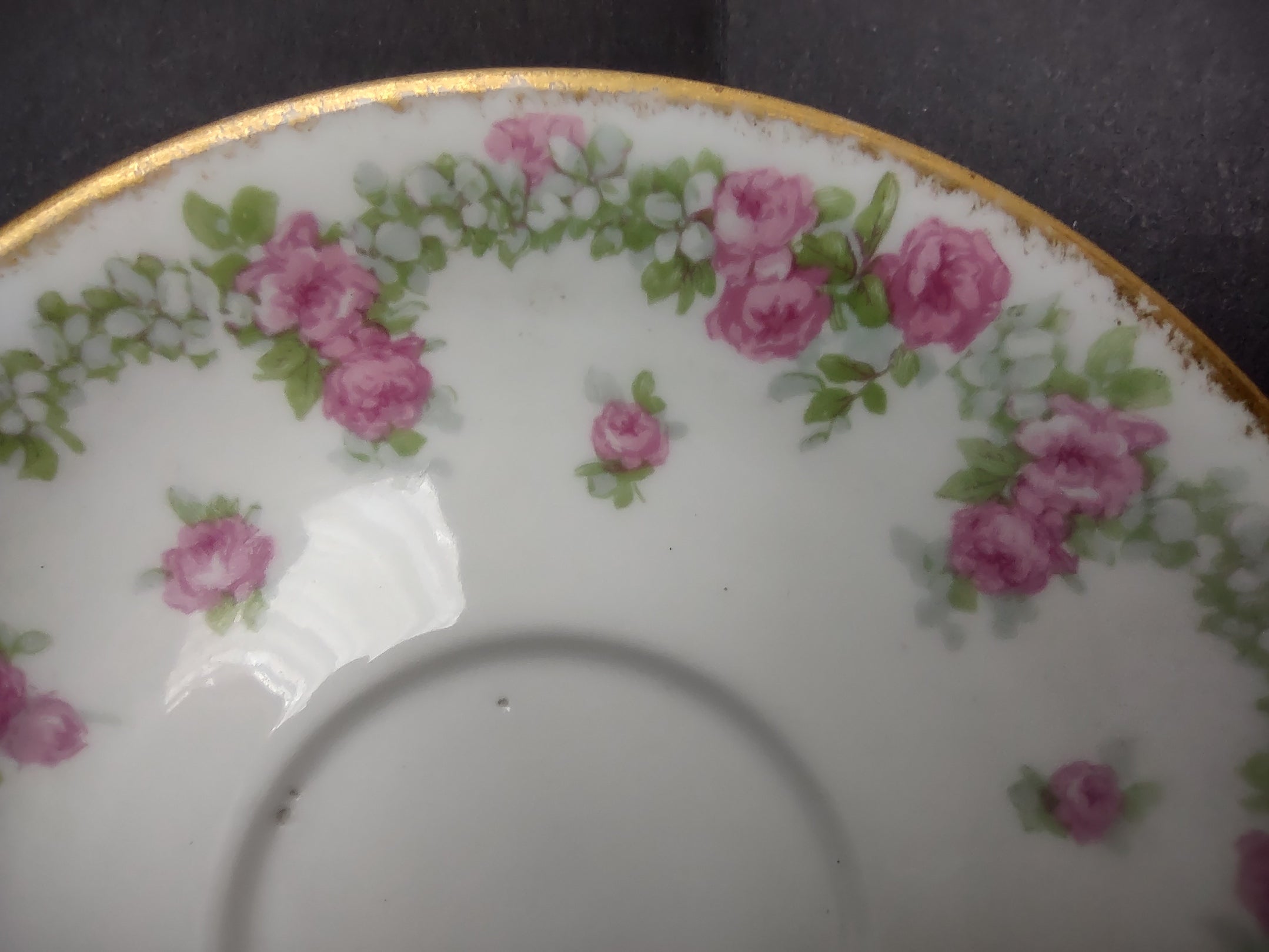 JP France for T.G. Evans & Co Pittsburgh Saucer ONLY Rose Garland (lot 835)