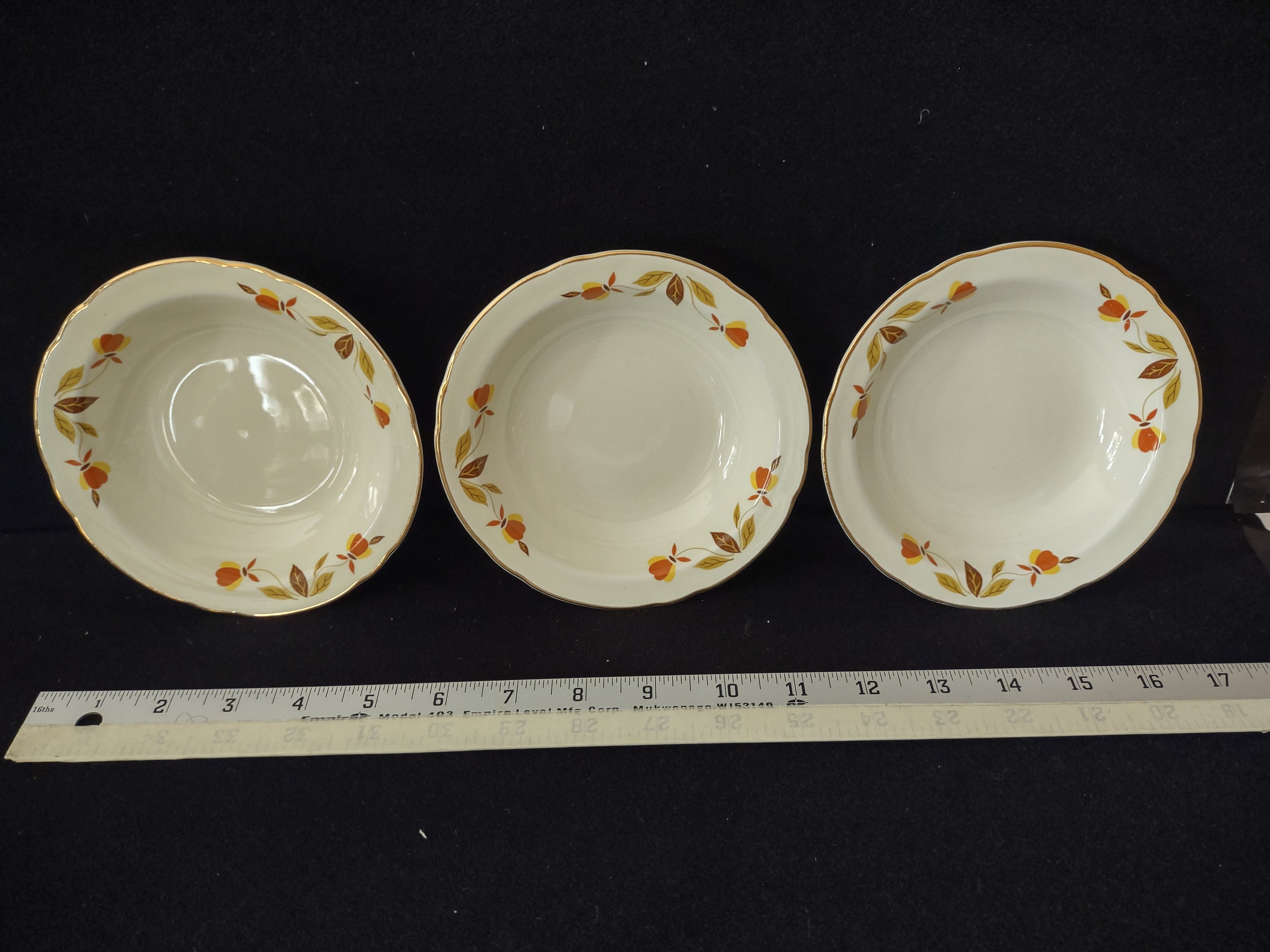 Vintage Halls Superior Autumn Leaf Jewel Tea Cereal Fruit Dessert Bowl X 3 (2899