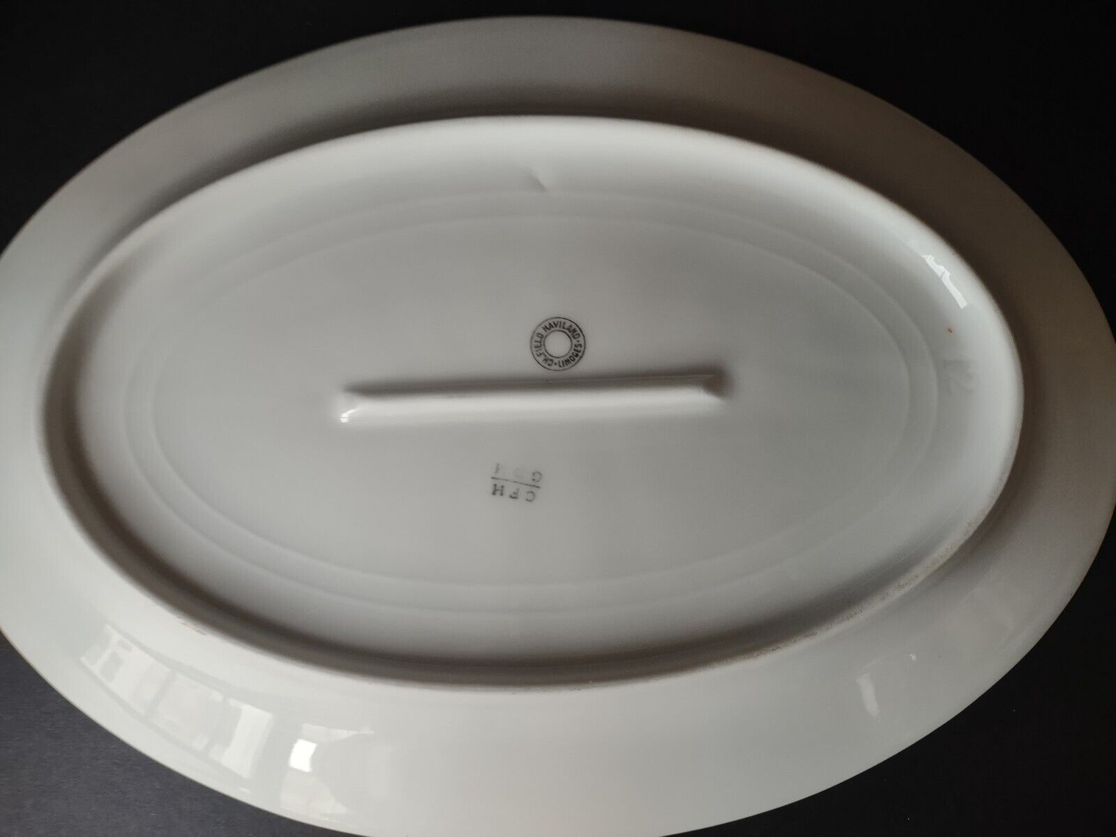 Haviland Limoges CFH/GDM Turkey Serving Platter 14-1/4" Blue Flower (lot 344)