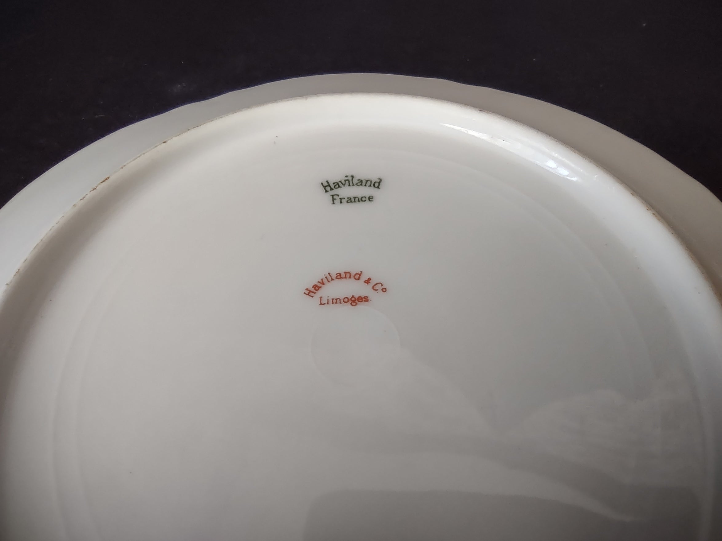 Haviland Limoges Dessert Plate White Scalloped Edge Rose Blue Ribbon (lot 854)