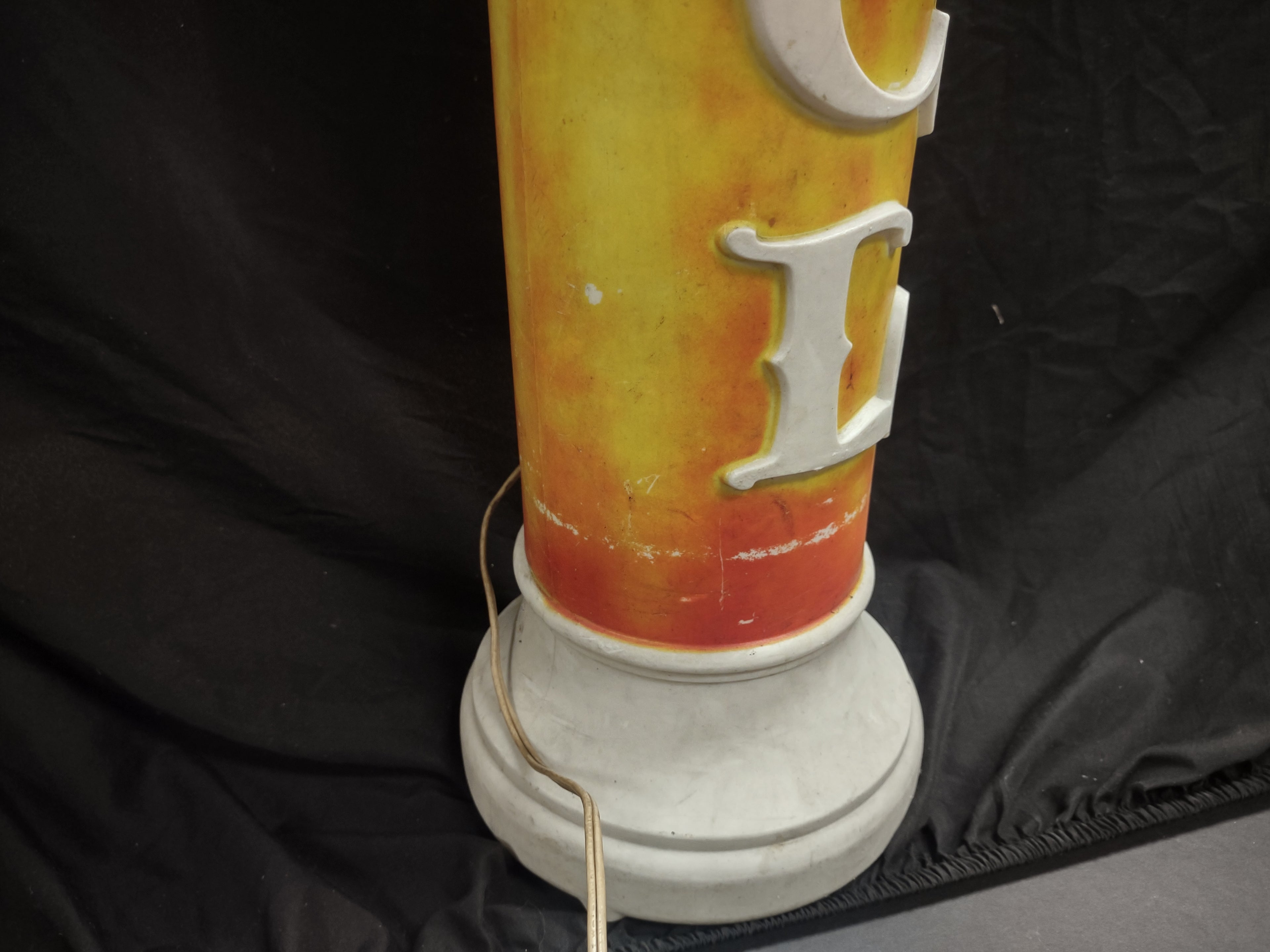 Vintage Christmas Blow Mold Candle Noel Light Up 40" Cracked Top (lot 2321)