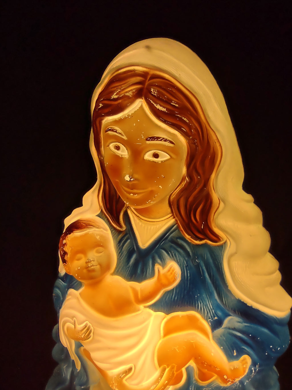 Vintage Christmas Nativity Mary Blow Mold Light Up 28"(lot 1311)