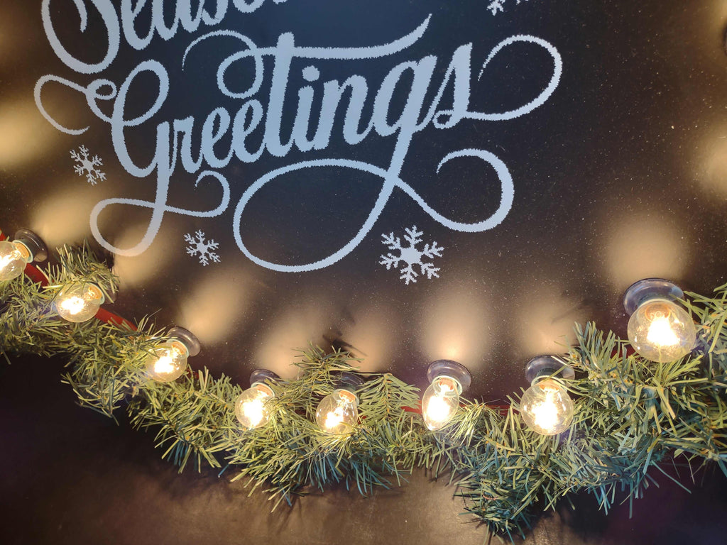 Vintage Christmas Season's Greetings Lighted Sign 24x20 Gemmy (lot 3326)