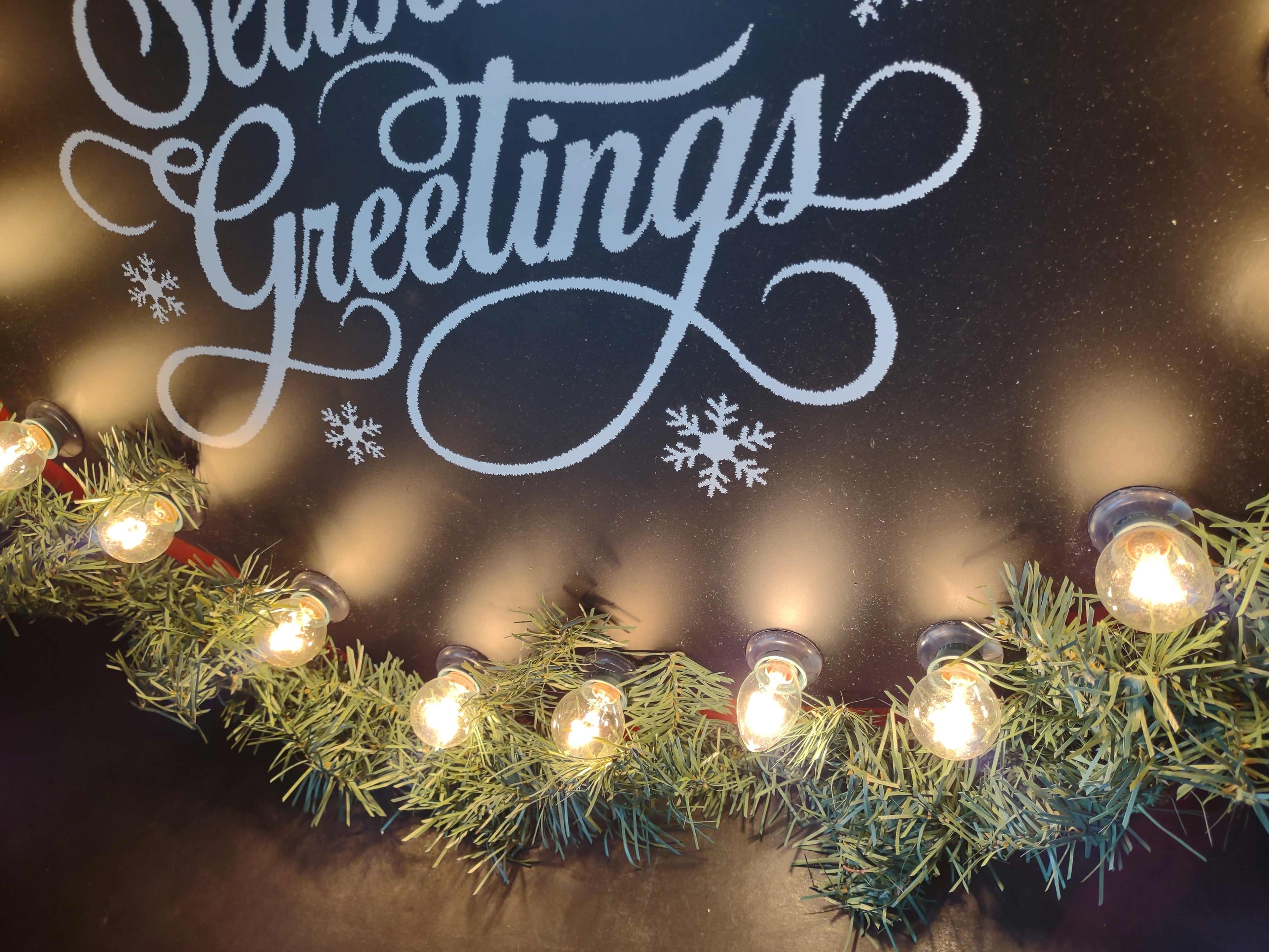 Vintage Christmas Season's Greetings Lighted Sign 24x20 Gemmy (lot 3326)