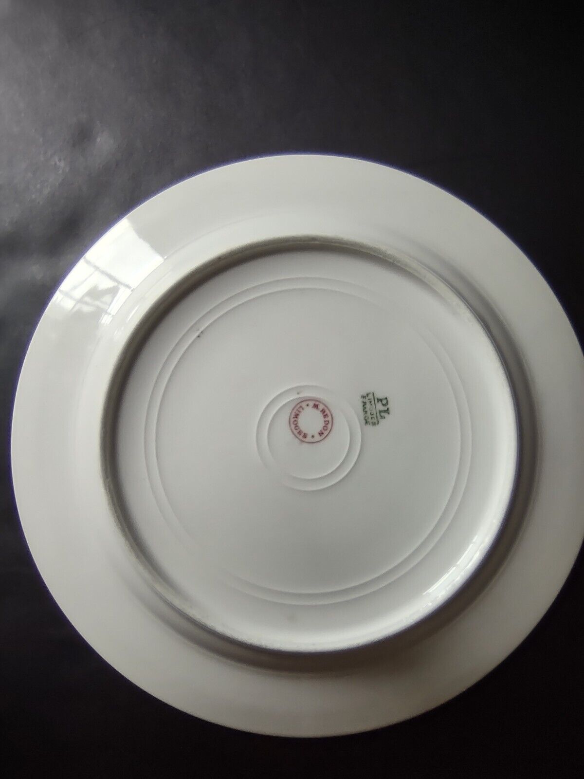 M. Redon PL Limoges France Gold Band Trim Salad Luncheon White Plate (lot 665)