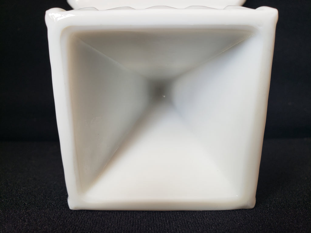 Vintage Milk Glass Footed Square Dish (lot 2218)