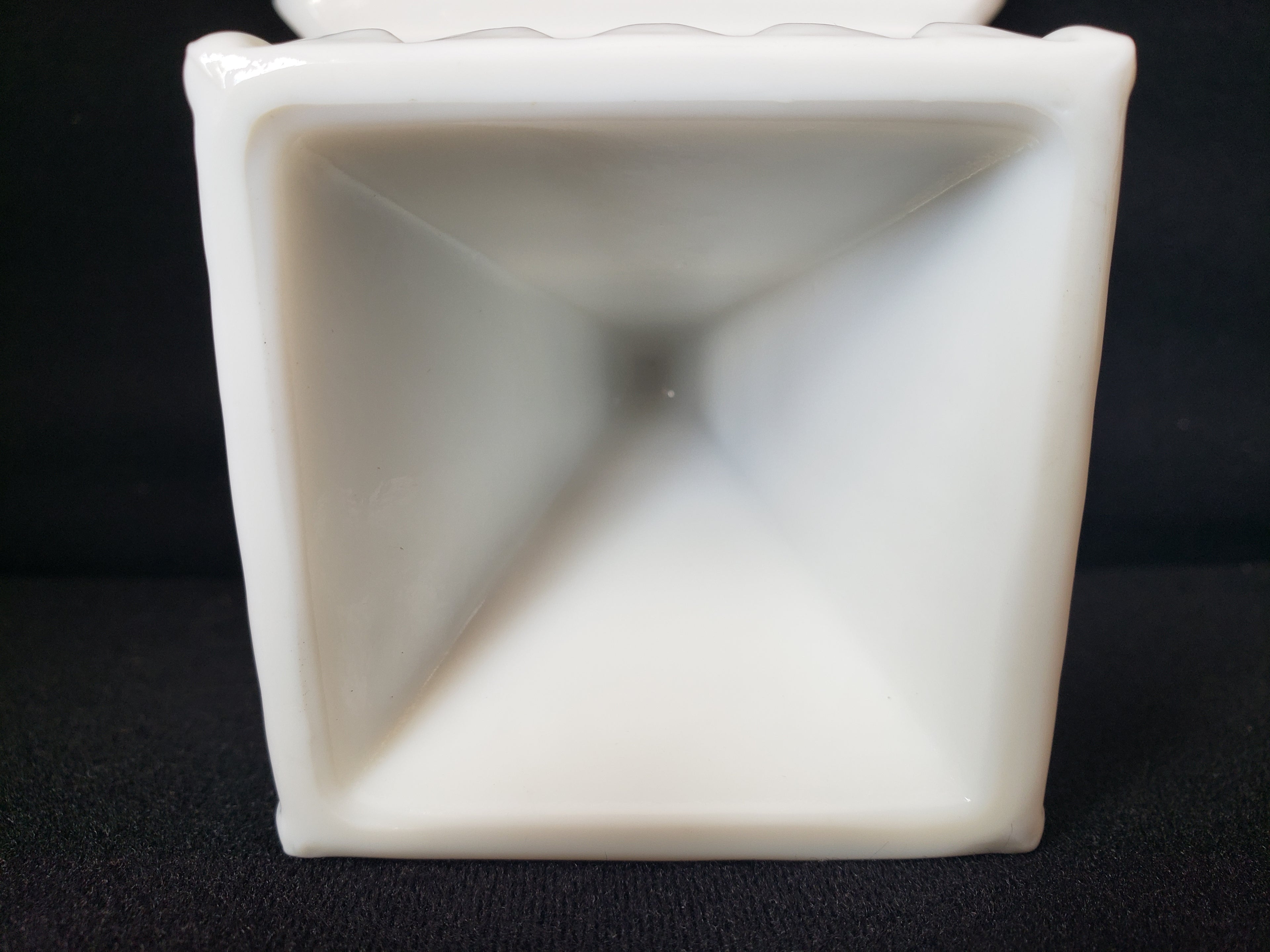 Vintage Milk Glass Footed Square Dish (lot 2218)