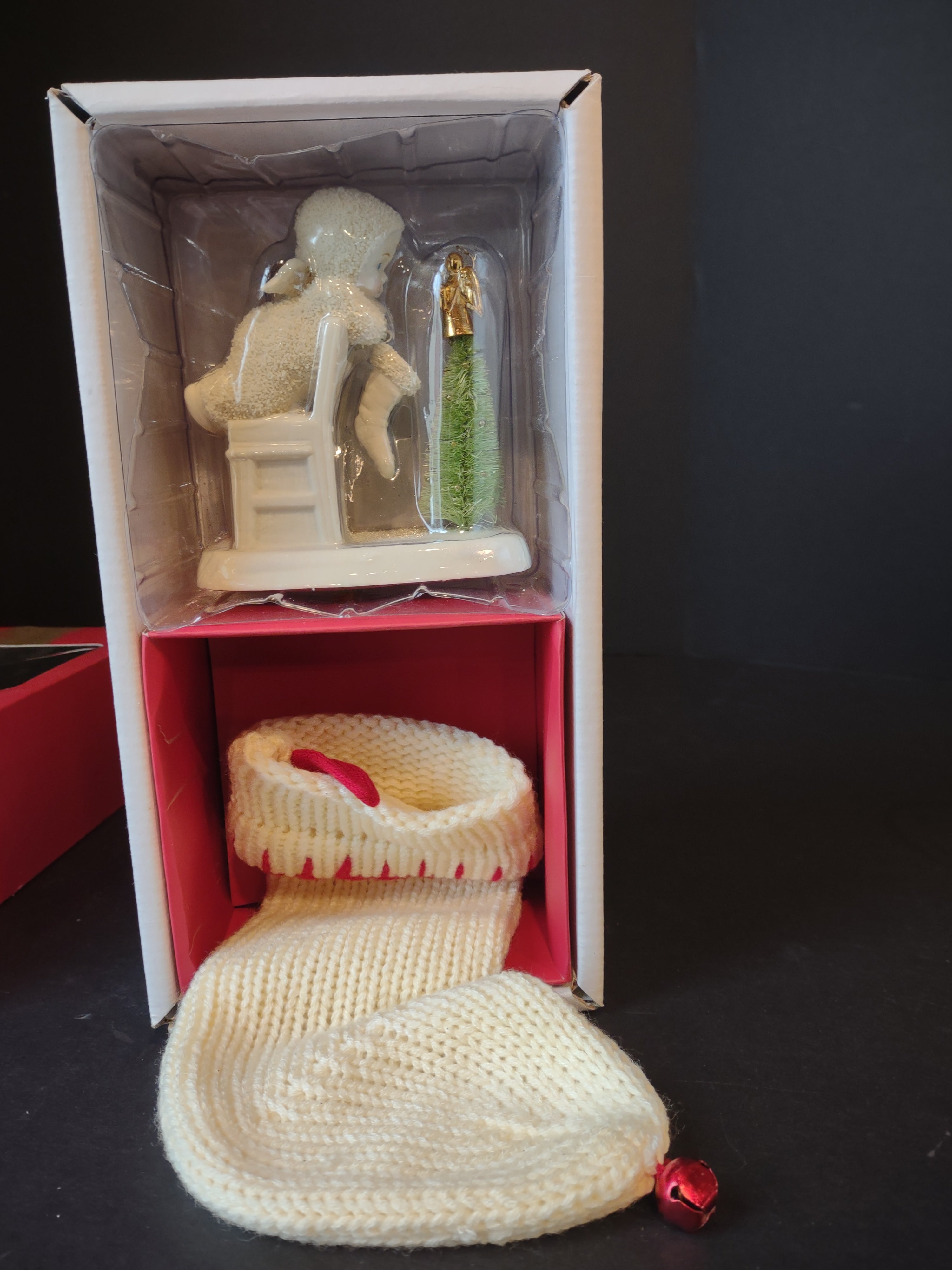 Snowbabies "It's All I Want For Christmas" Knitted Stocking Porcelain (lot 1452)