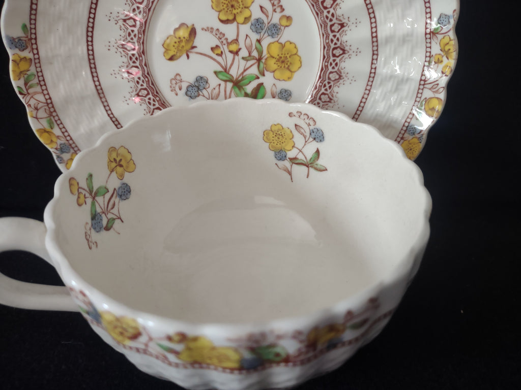 Vintage Spode Buttercup Teacup Saucer x 4 English Countryside Ironstone lot 5746