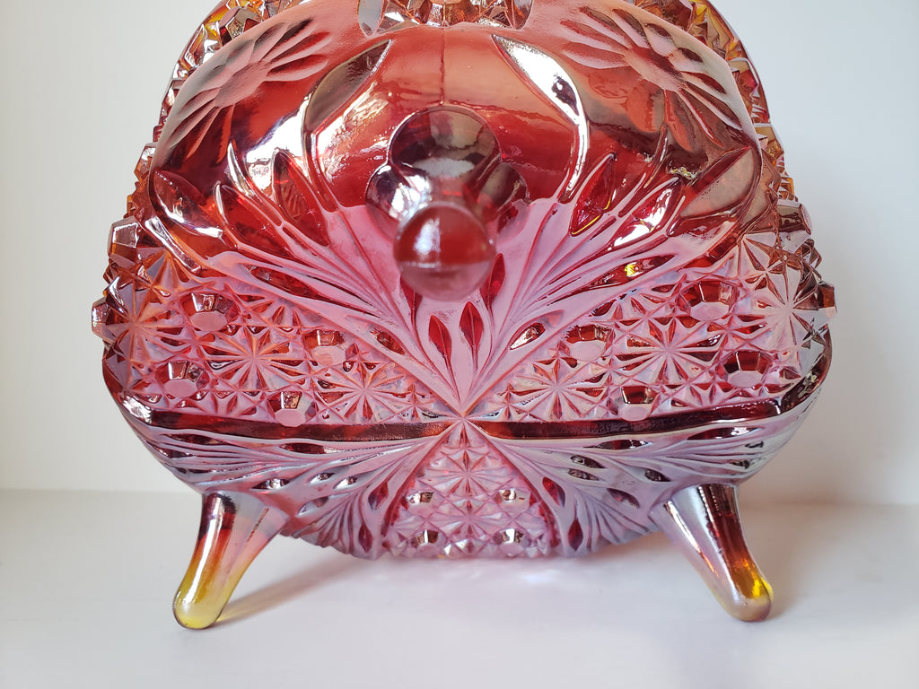 Vintage Marigold Iridescent Footed Bowl Carnival Glass (lot 2216)