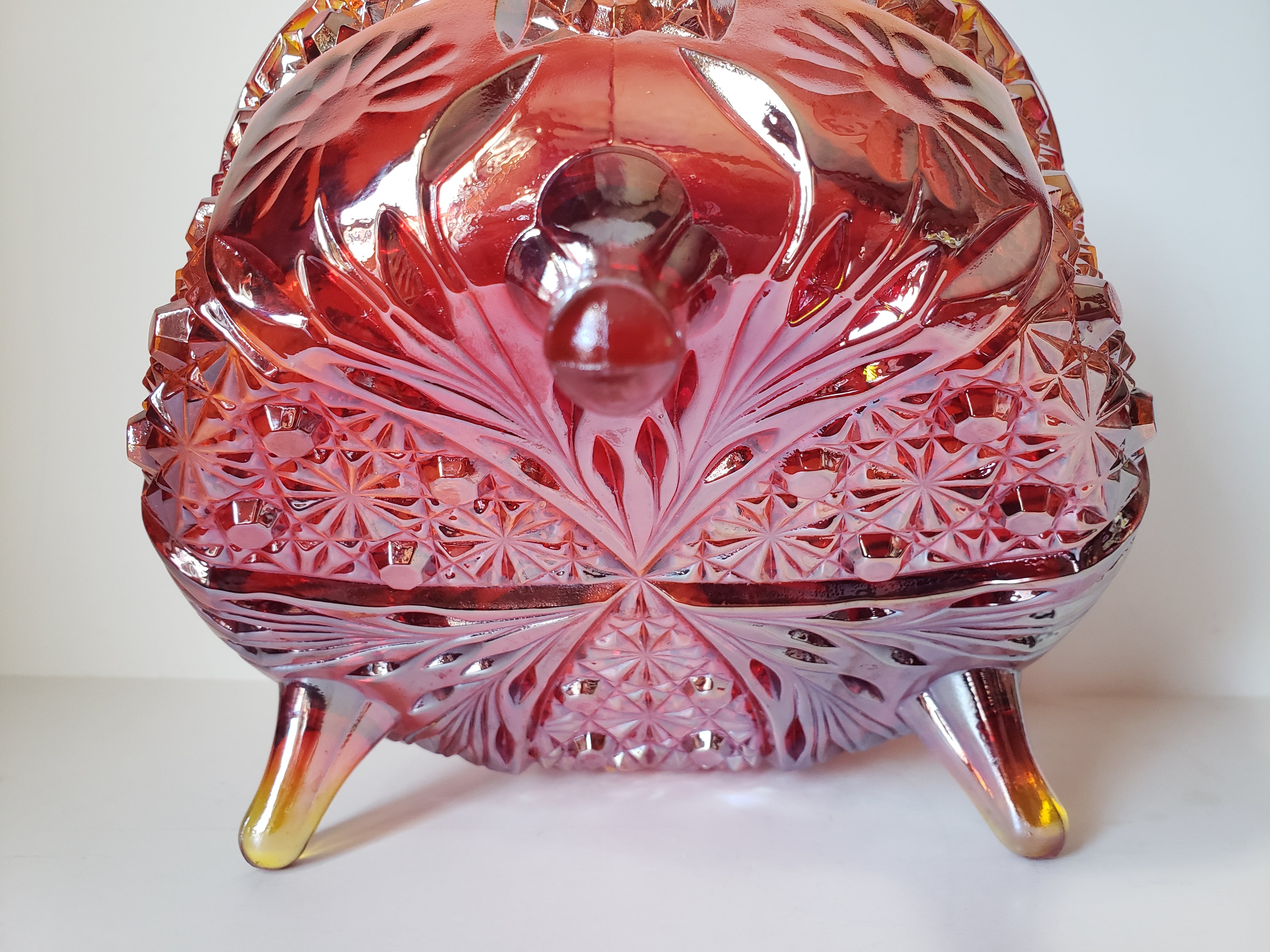 Vintage Marigold Iridescent Footed Bowl Carnival Glass (lot 2216)