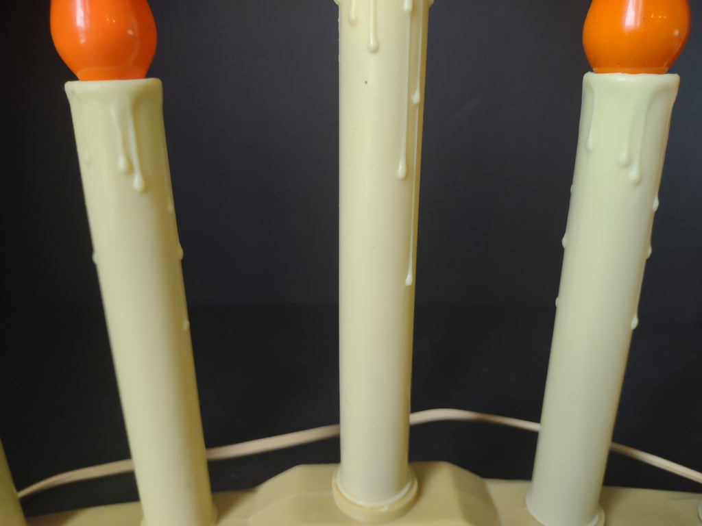 2 x Christmas Window 5 Candle Drip Orange Lights Bell Candelabra (lot 2302)