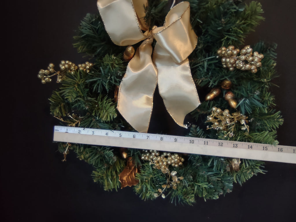 Christmas Artificial Green Wreath Martha Stewart 16" Golden Bow (lot 2727c )