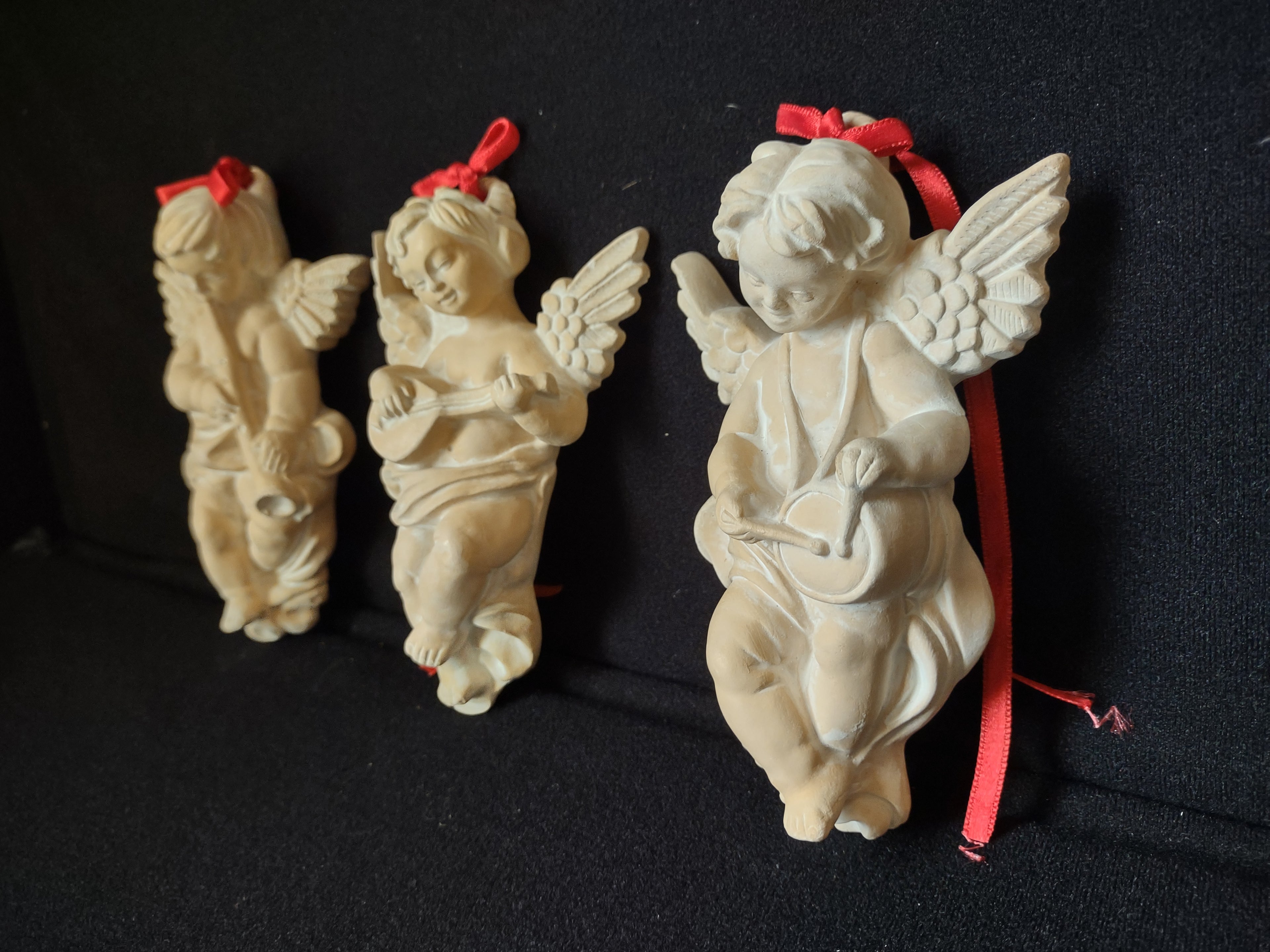 Set of 3 Terracotta Angel Cherub Christmas Tree Ornament (lot 1647)