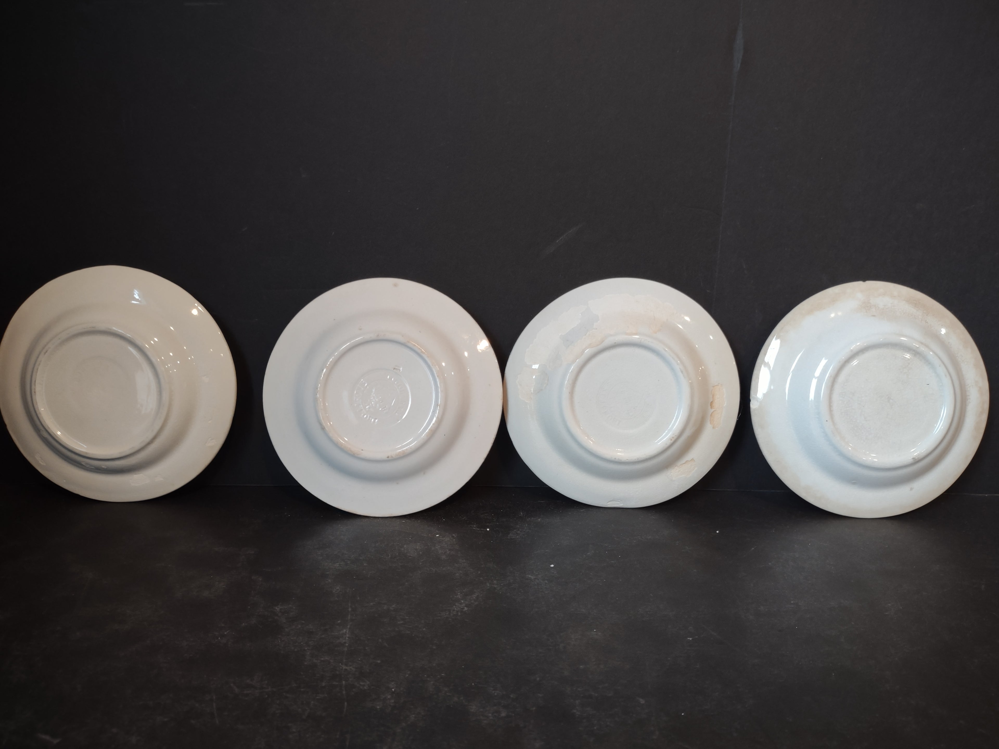 Vintage Ironstone Heavy Crazing Primitive Farmhouse Small Plate x 4 (lot 5346)
