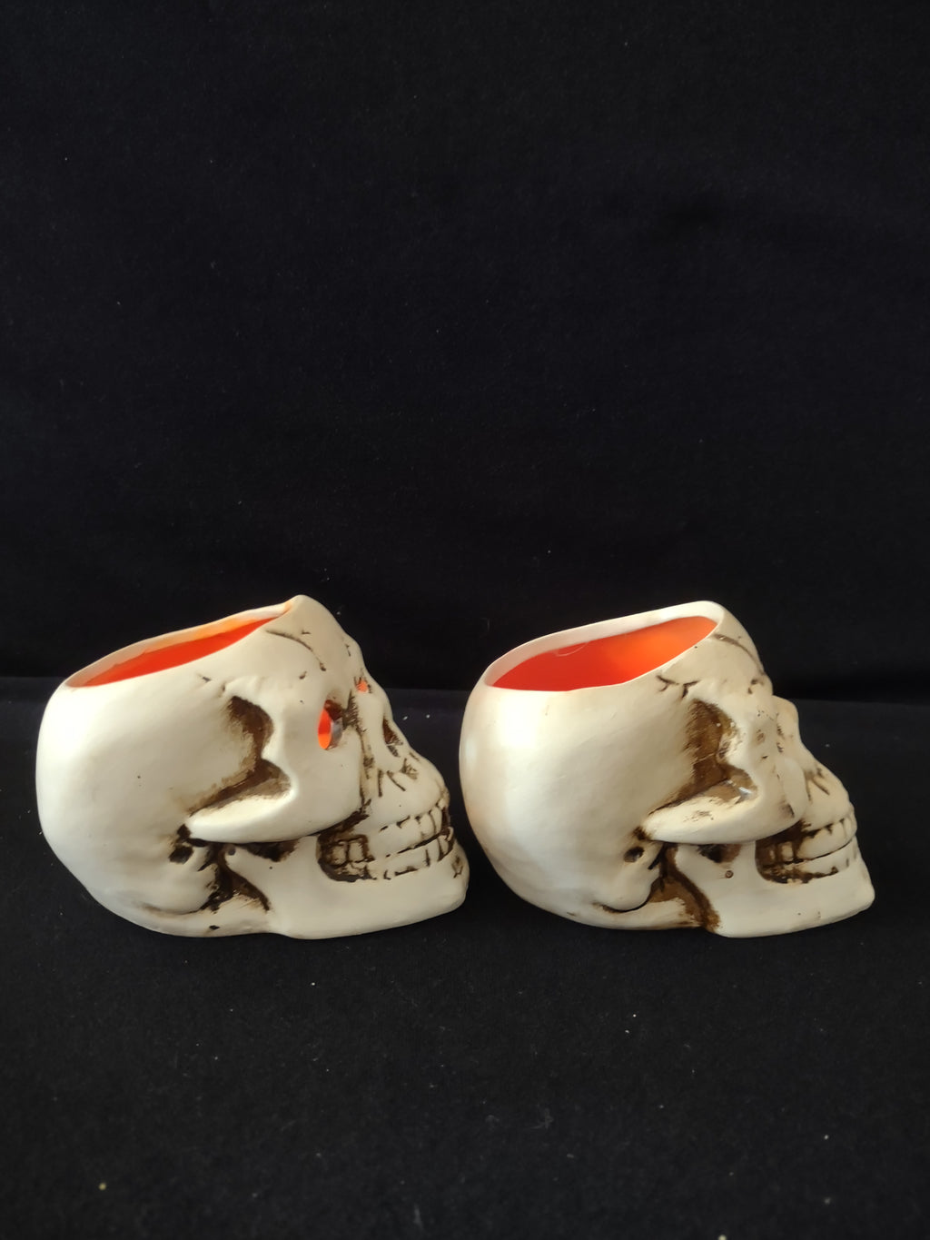 Halloween 4" Skull Candle Holder Set of 2 (Lot 3173)