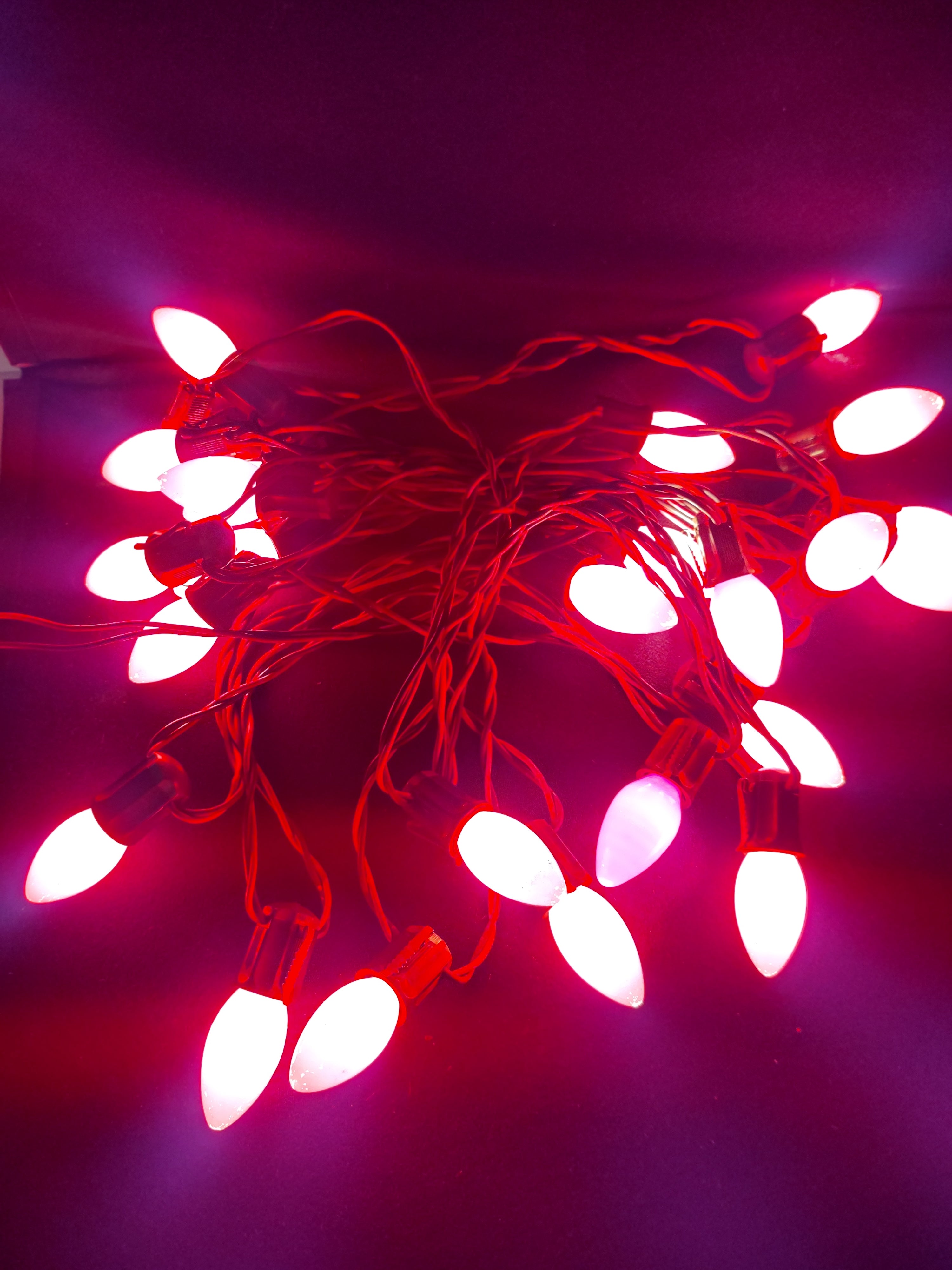 Christmas String Lights 1950's Vintage 25 Socket C9 Bulbs Works GEM (lot 3282)