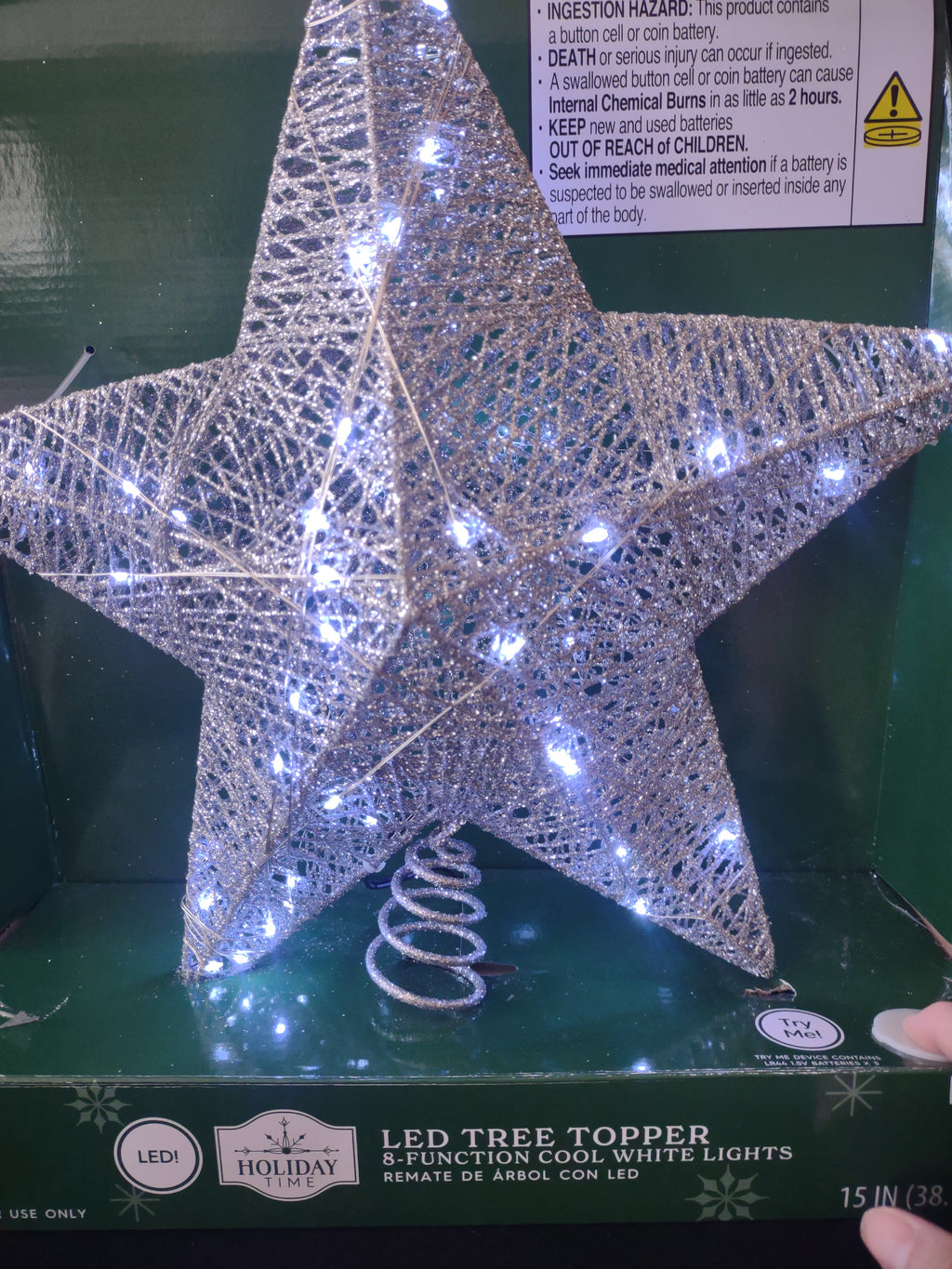 Christmas Tree Topper 8 Function LED Cool White Lights (Lot 3469)