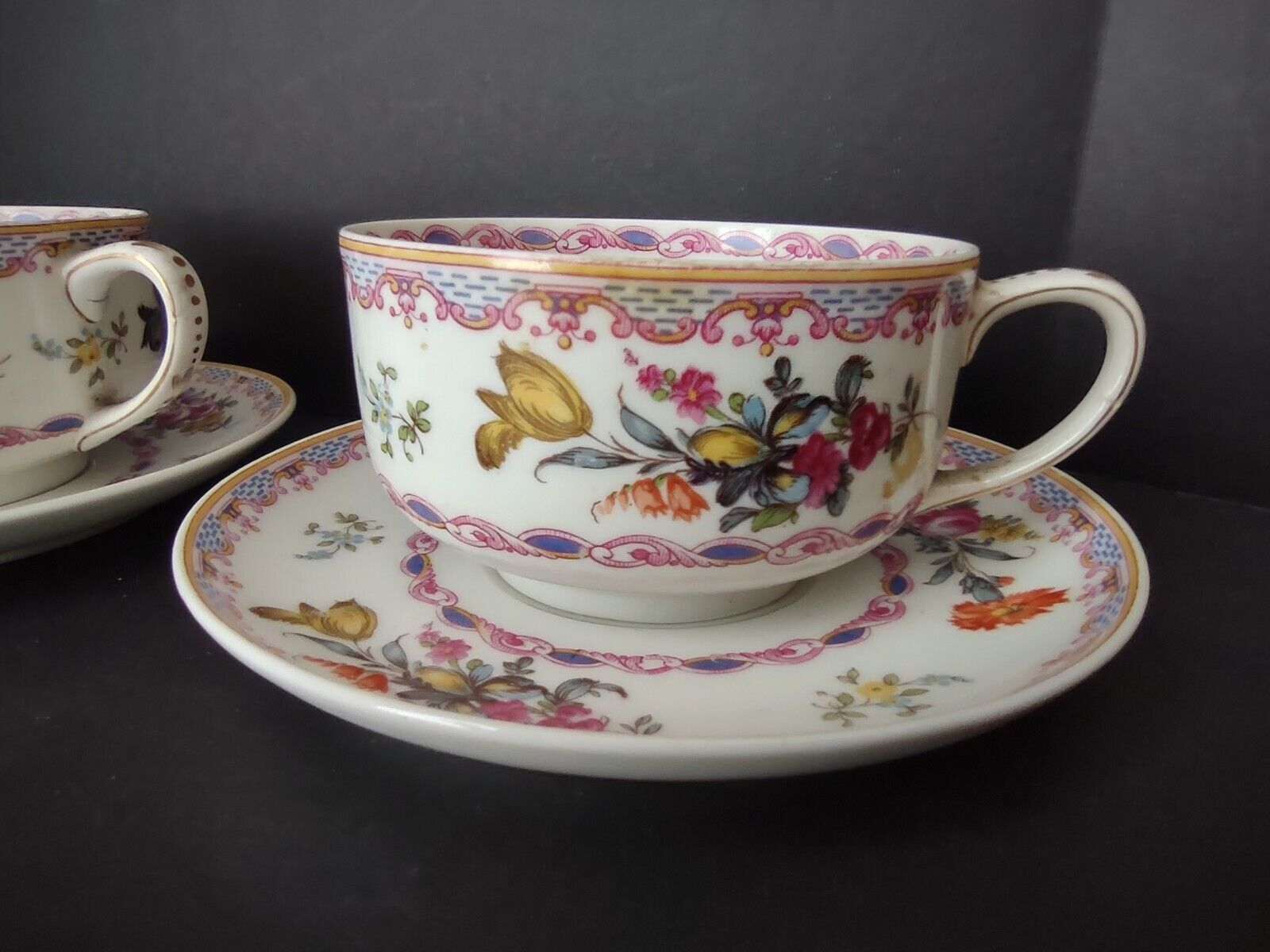 GDA Limoges France Wright Tyndale Van Roden 4 x Teacup & Saucer Pink (lot 739)