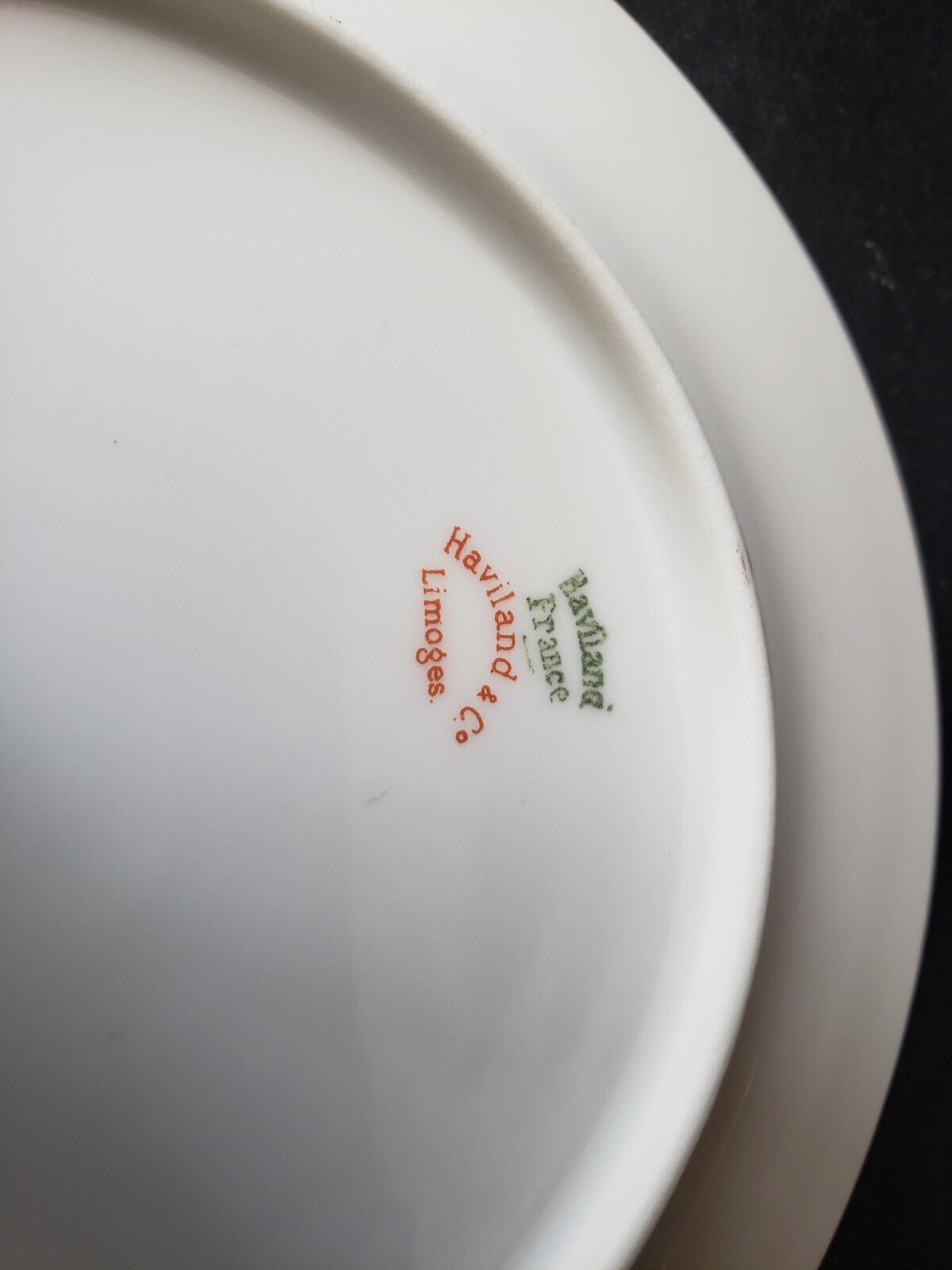 Haviland Limoges Green Hearts Gold Trim Bread/Butter Plate 6" (lot 591)