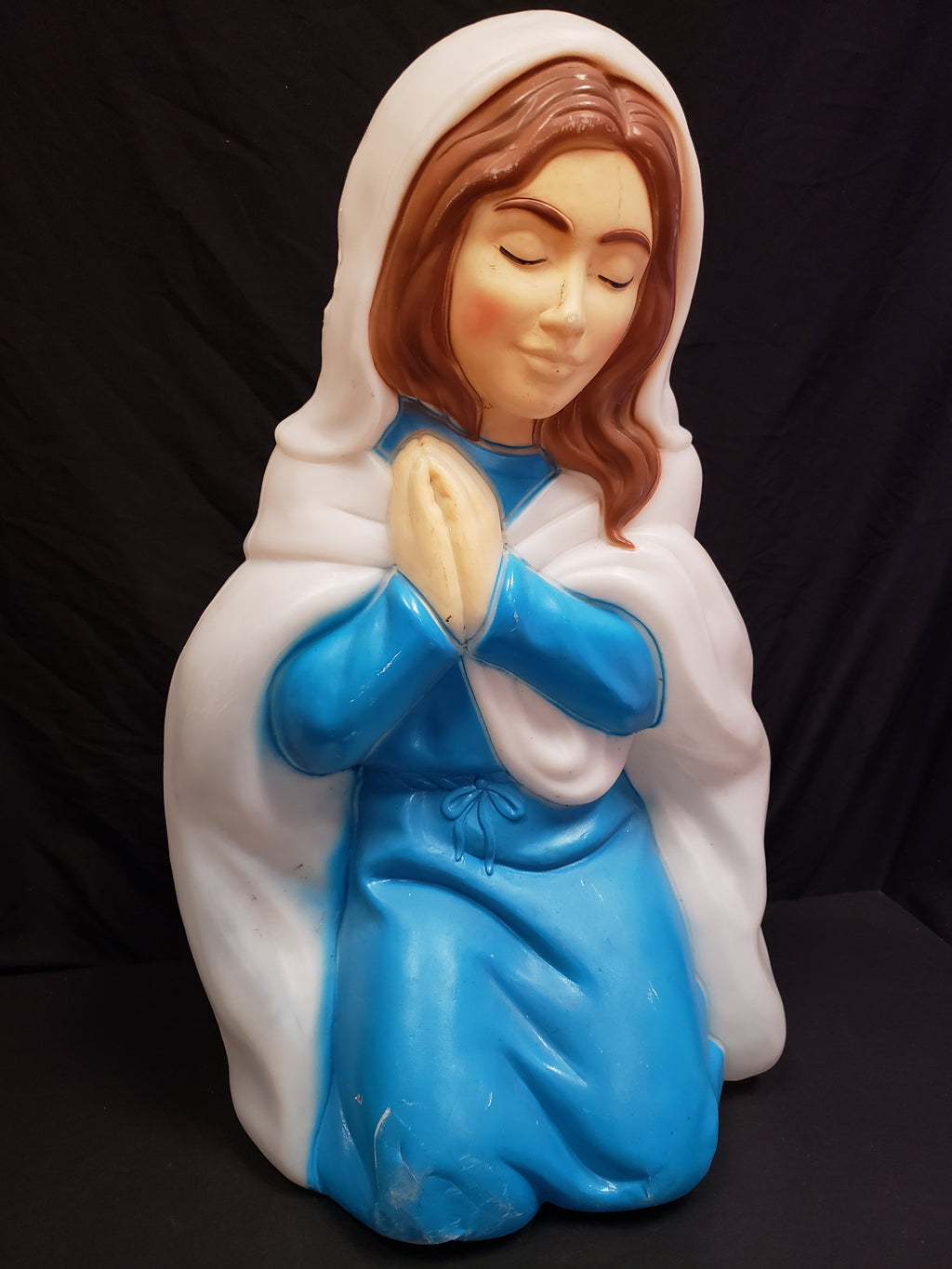 Vintage Christmas Outdoor Blue Closed Eyes Mary Blow Mold 27" (lot 2266)