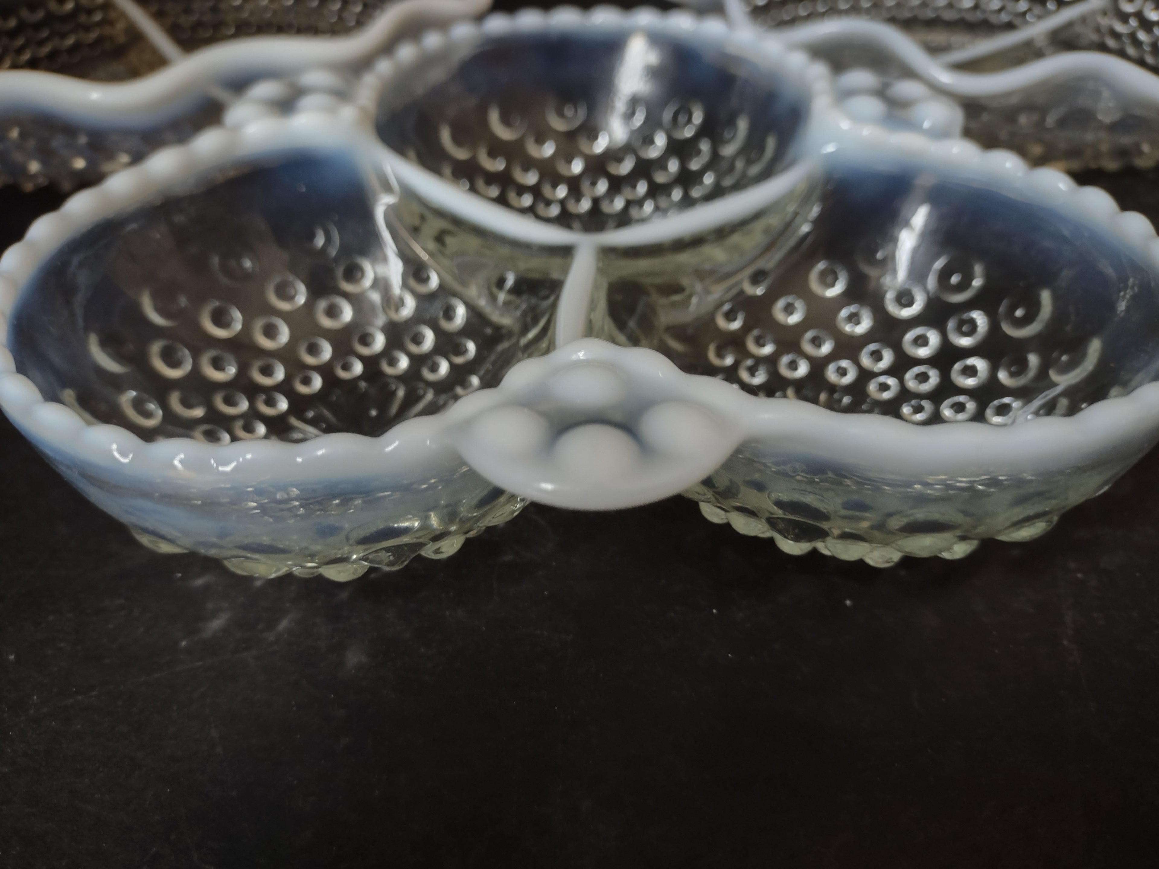 Anchor Hocking Hobnail Moonstone Serving Dish Set of 3 (lot 2600c)
