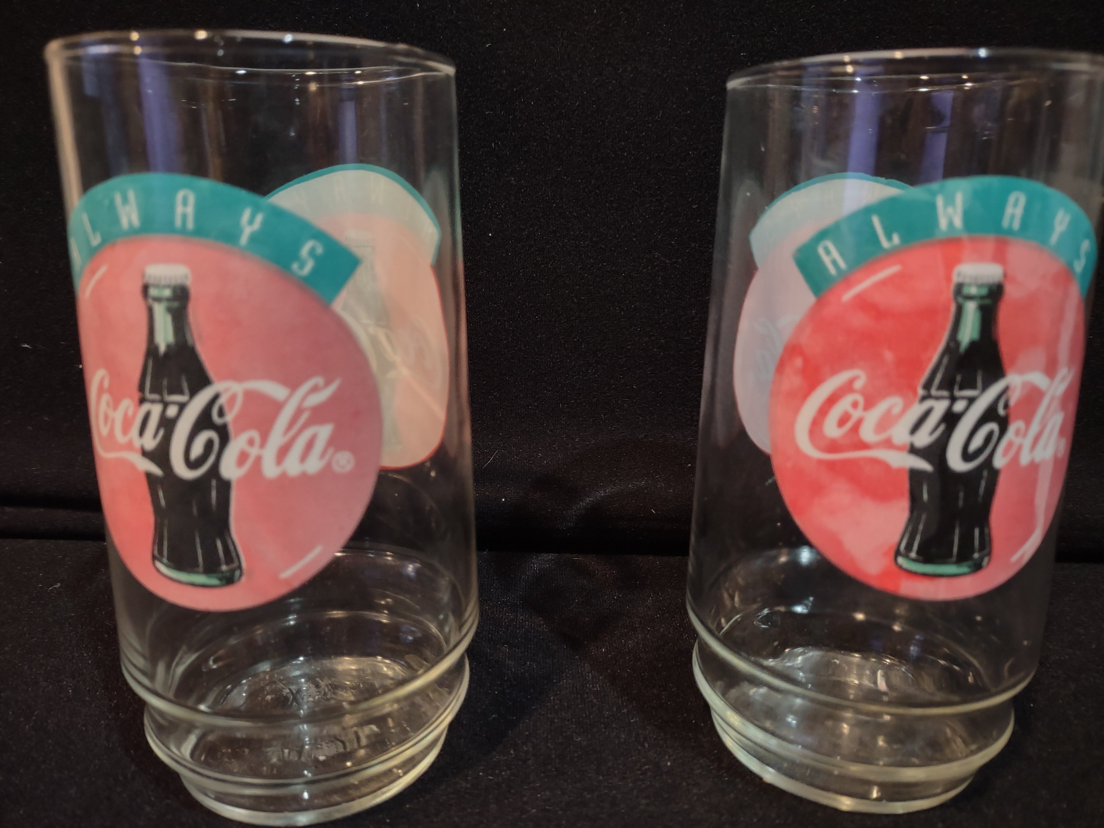 Vintage Coca-Cola Always Drinking Glass Tumbler x 2 (lot 5416)