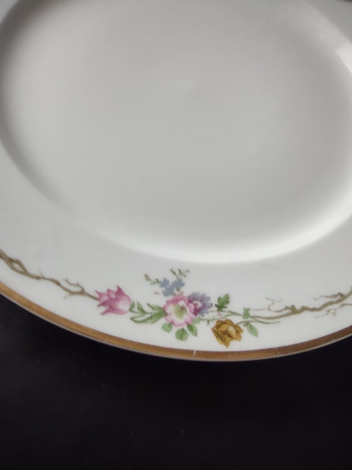 Vintage GDA Limoges Gold Trim Dinner Plate Summer Flower Garland (lot 689)