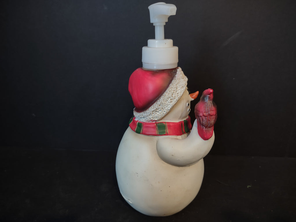 Vintage Soap Dispenser Snowman Christmas Robin Laurie (lot 2461)
